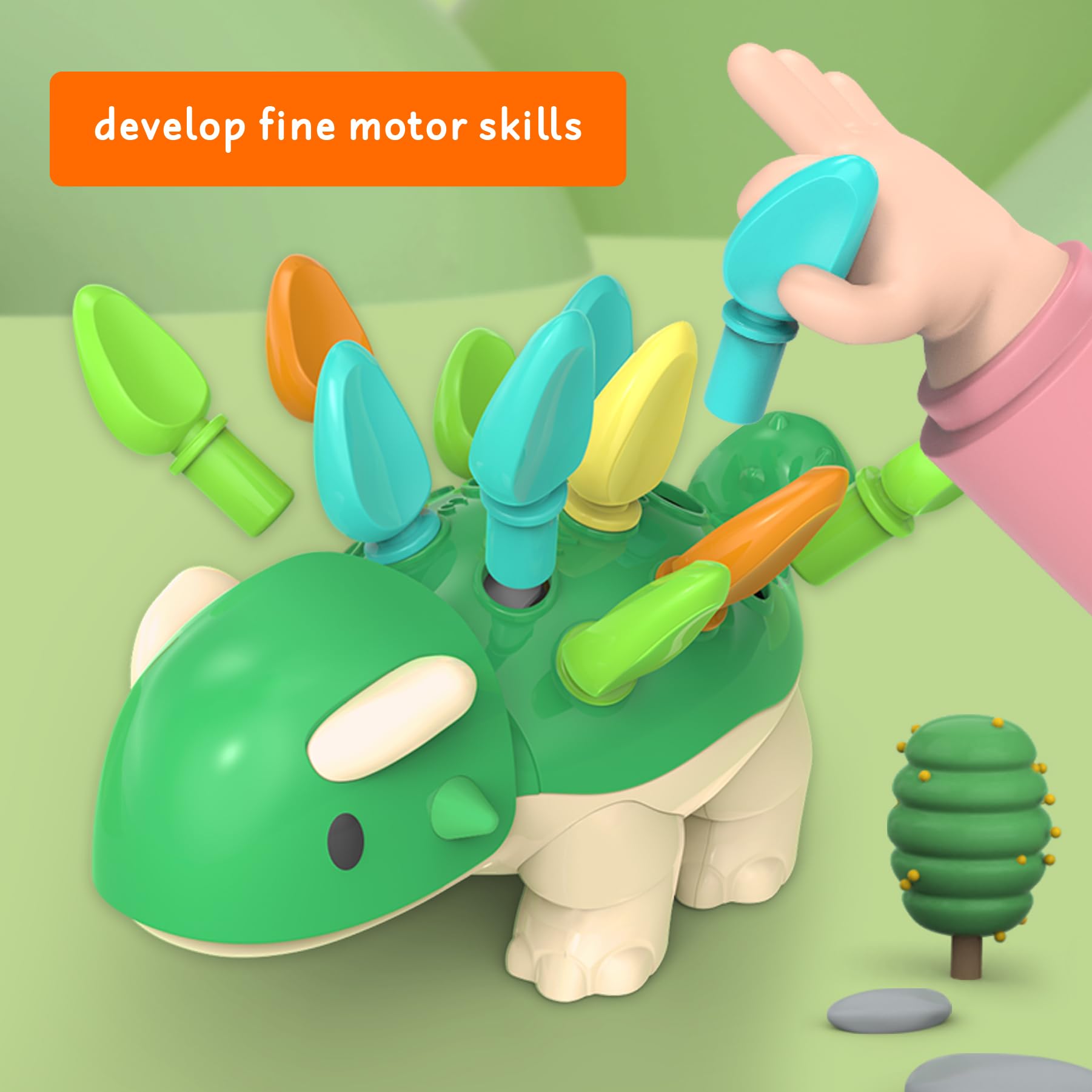 Dinosaur Montessori Toys for Toddlers 1-3 Years Old - Fine Motor Skills Educational Toys for Boys & Girls, Easter Basket Stuffers, Birthday Gifts for 12-18 Month Old Babies | Perfect for Preschool Learning & Sensory Play