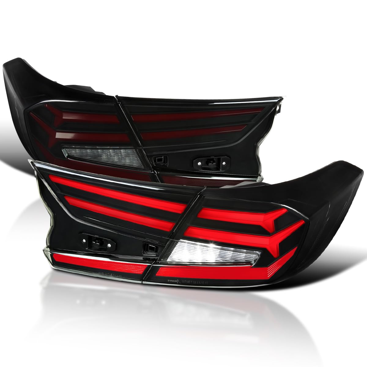 Spec-D Tuning Black Smoke LED Sequential Tail Lights with Red Light Bars & Startup Animation - Compatible with 2018-2022 Honda Accord 4-Door Sedan (Left & Right Pair) - Upgrade Your Car's Style & Visibility for Night Driving
