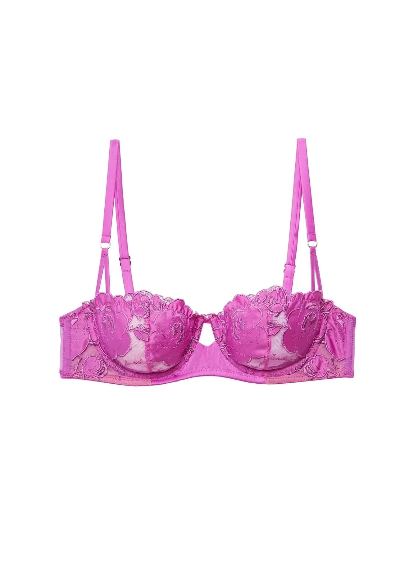 Rose Logo Balconette Bra - Sexy Pink Lace Underwire Push Up Bra for Women | Perfect for Valentine's Day, Date Night & Special Occasions