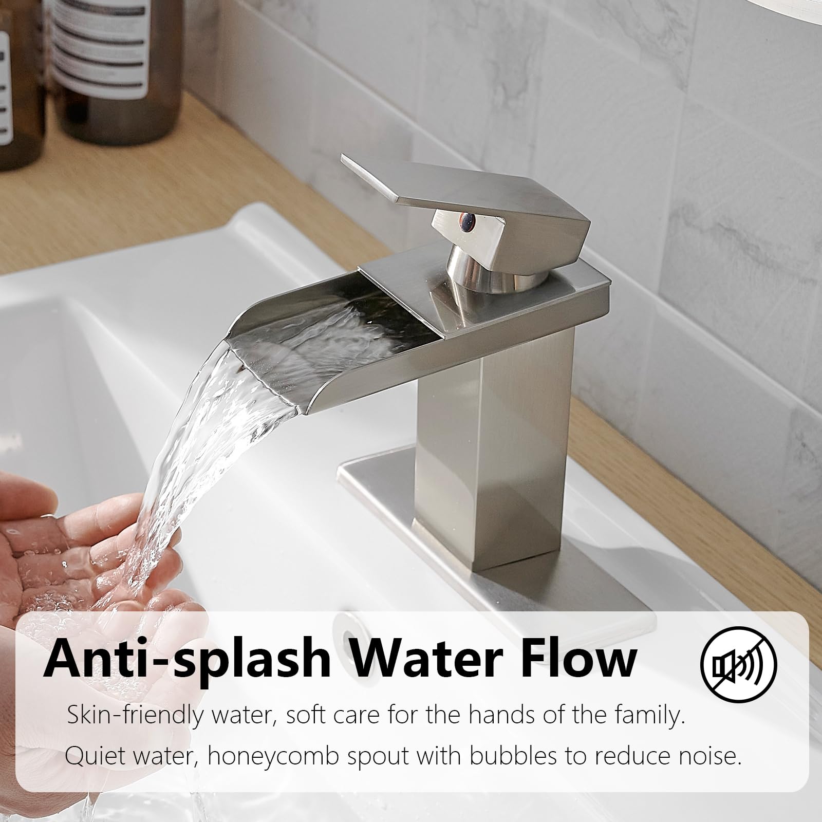 Modern Brushed Nickel Single Hole Bathroom Faucet with Pop-Up Drain - Perfect for Vanity & Commercial Use