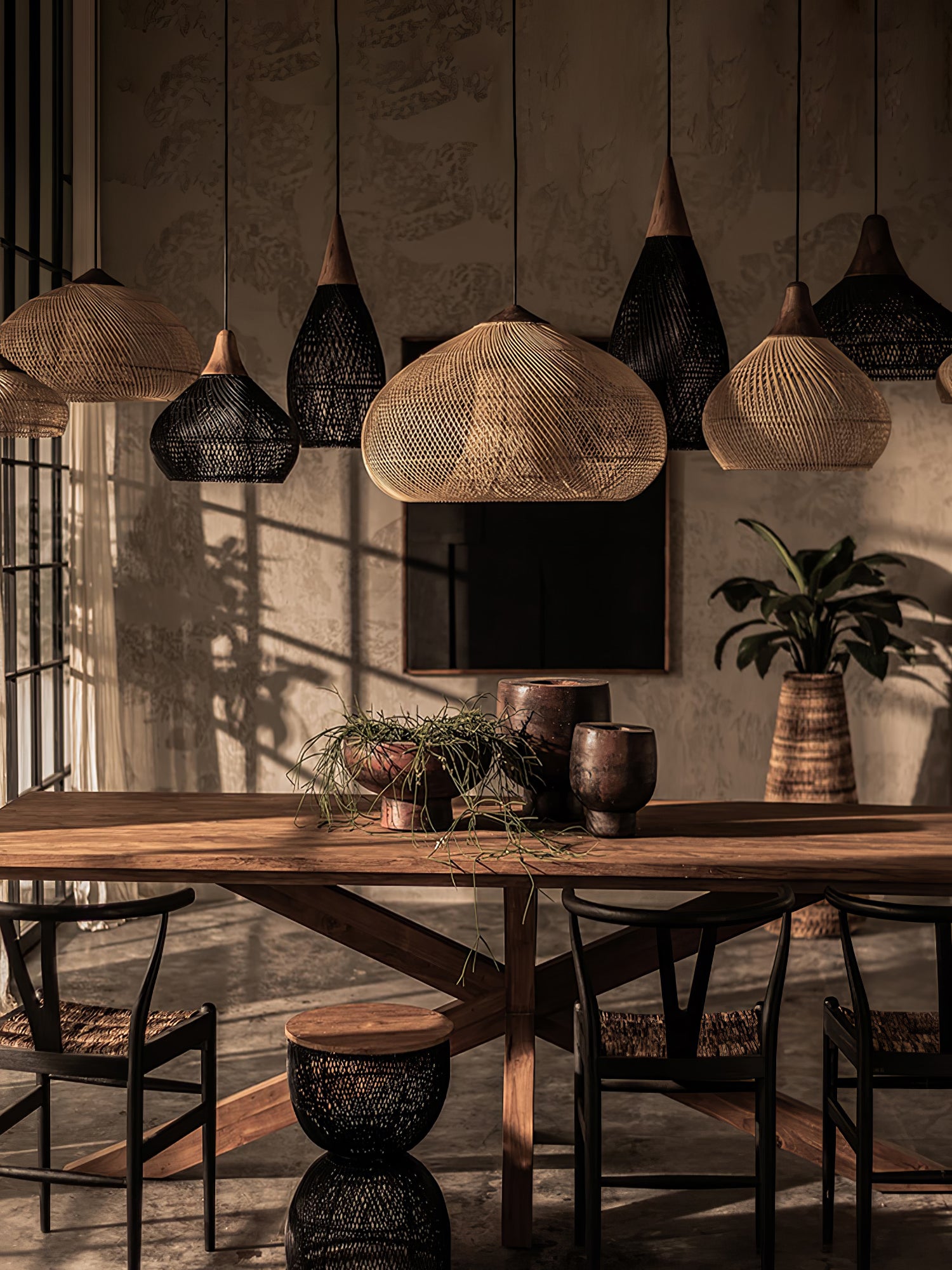 Handwoven Rattan Pendant Light - Natural Boho Ceiling Lamp for Living Room, Bedroom, or Porch Decor