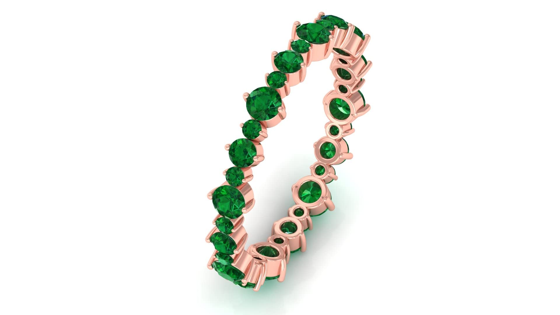 1.75 CT Lab Created Emerald Ring - 14K Solid Gold Eternity Band, Uneven Emerald Wedding Ring for Women | Perfect for Engagement, Anniversary & Special Occasions