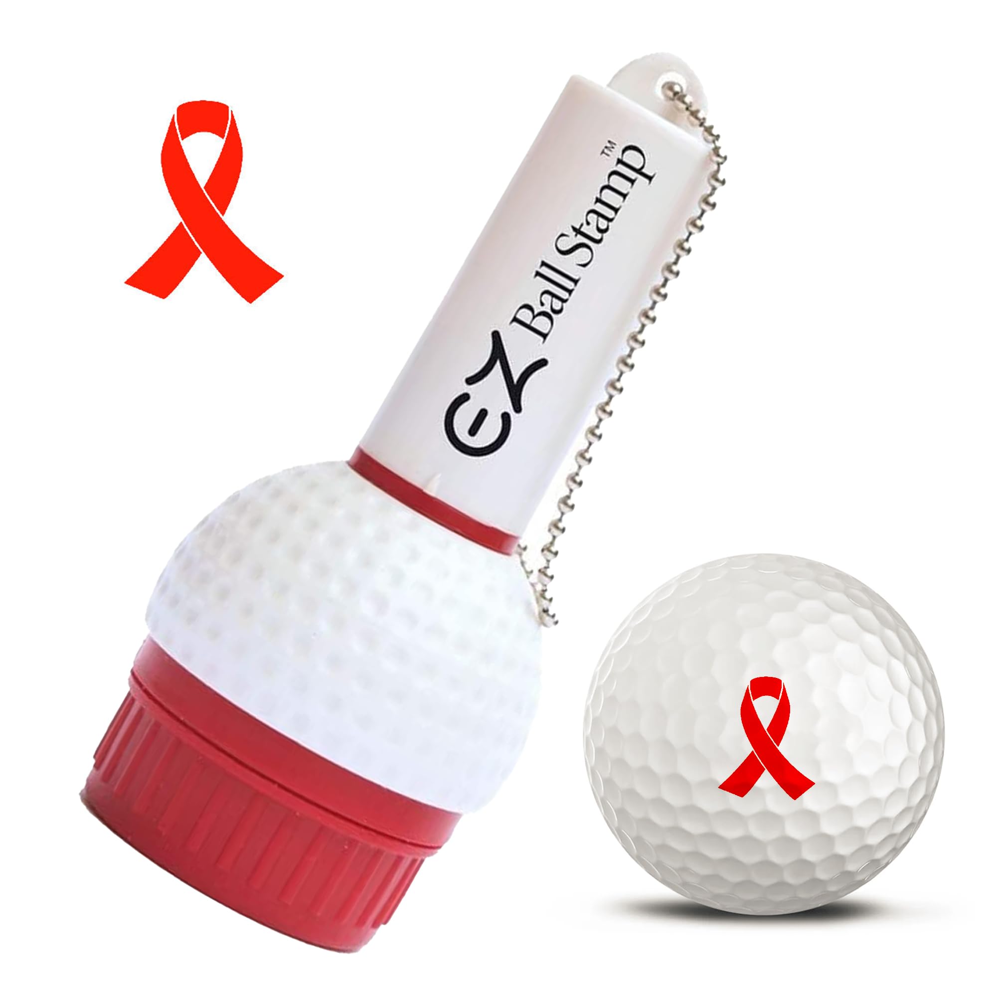 EZBallStamp Golf Ball Stamp Marker - Personalized Golf Ball Stamps with Red Ribbon Design - Perfect for Golf Tournaments, Gifts & DIY Golf Accessories