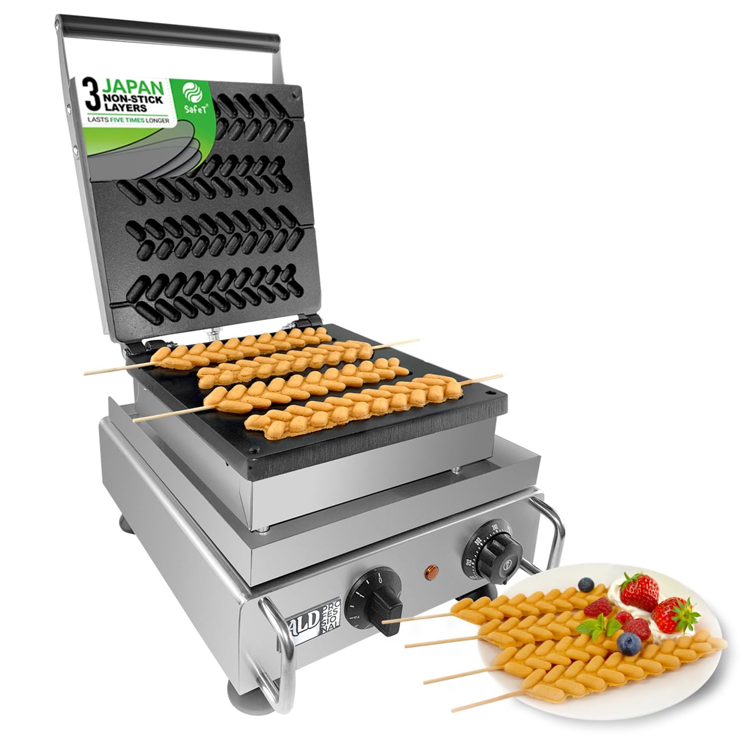 ALDKitchen 4-Stick Waffle Maker Machine - 110V Electric Waffle Iron for Homemade Waffles on Sticks - Perfect for Breakfast, Parties & Kids Snacks
