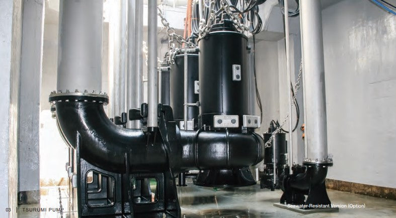 Tsurumi BZ Series Submersible Wastewater Pump with Shrouded Single/Dual Channel Impeller - Heavy Duty Drainage for Construction Sites, Flood Control & Industrial Applications