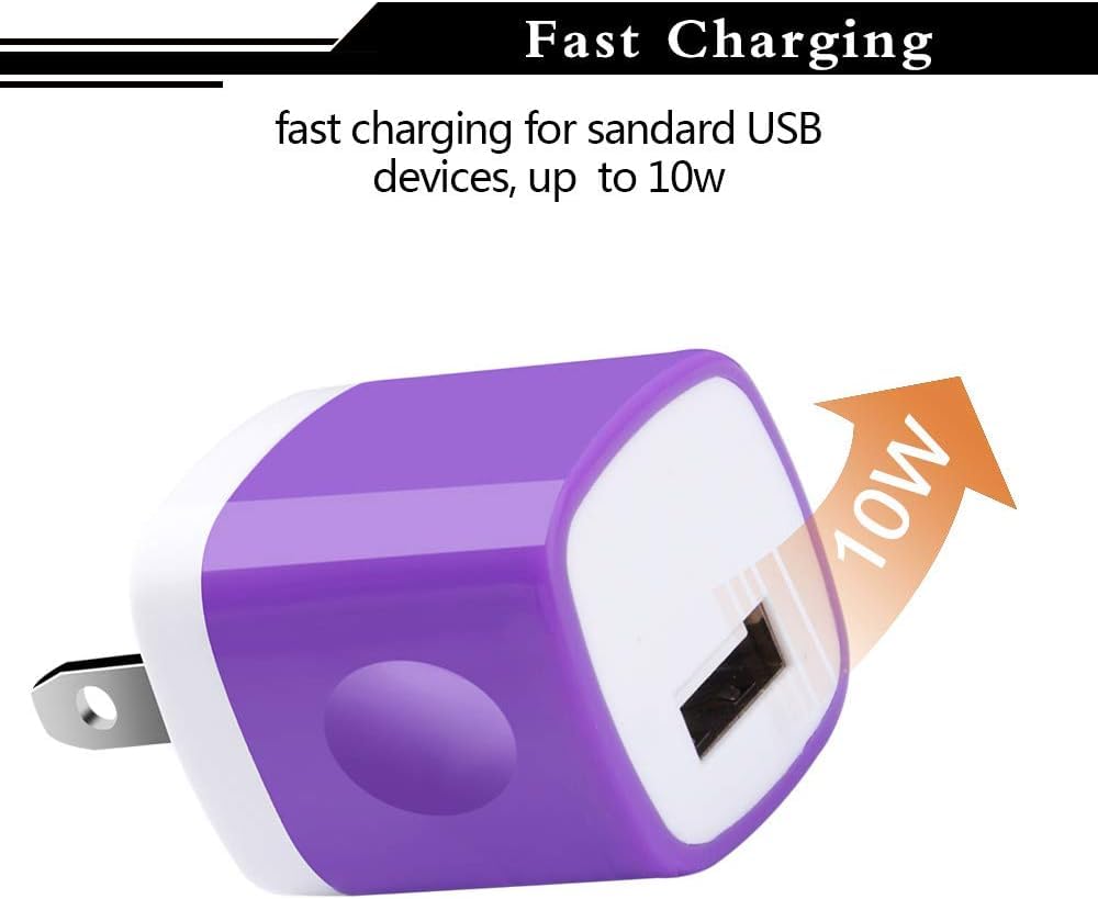 5-Pack USB Wall Charger Block - 5V/1A Fast Charging Adapter Cube for iPhone 14/13/12/11/X/8/7/6/5S, iPad, Samsung Galaxy, LG, Moto & Android Phones - Compact Travel & Home Power Charging Station for Phones & Tablets