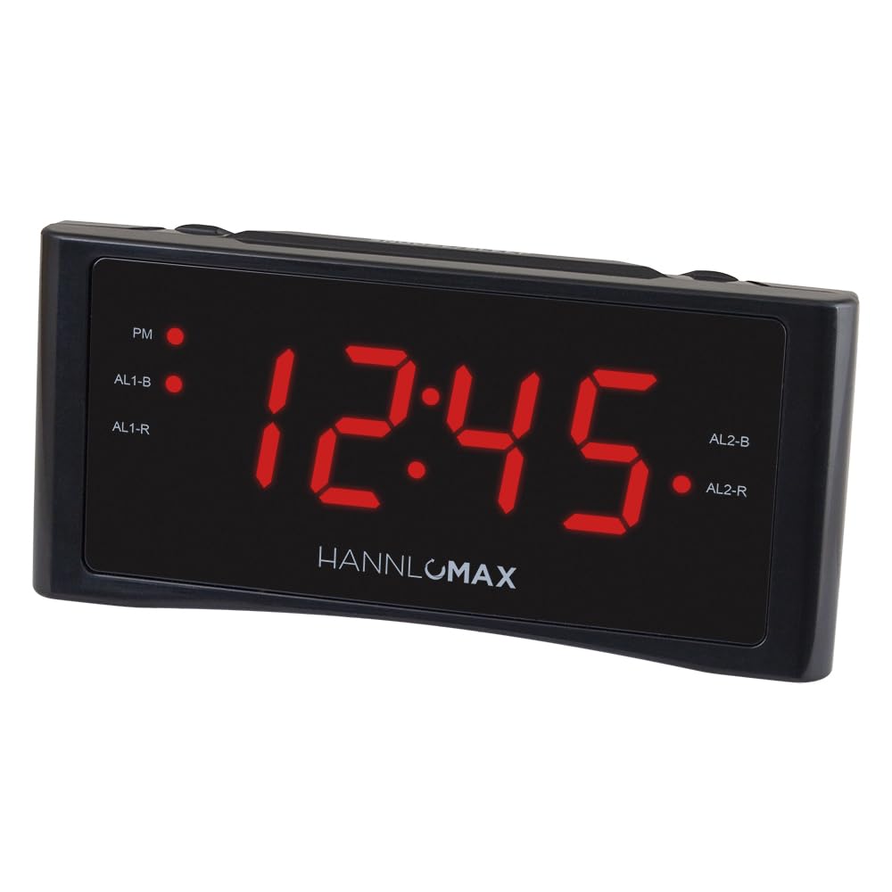 HANNLOMAX HX-151CR Digital Alarm Clock Radio with AM/FM PLL Tuner, Dual Alarm Function, 1.2