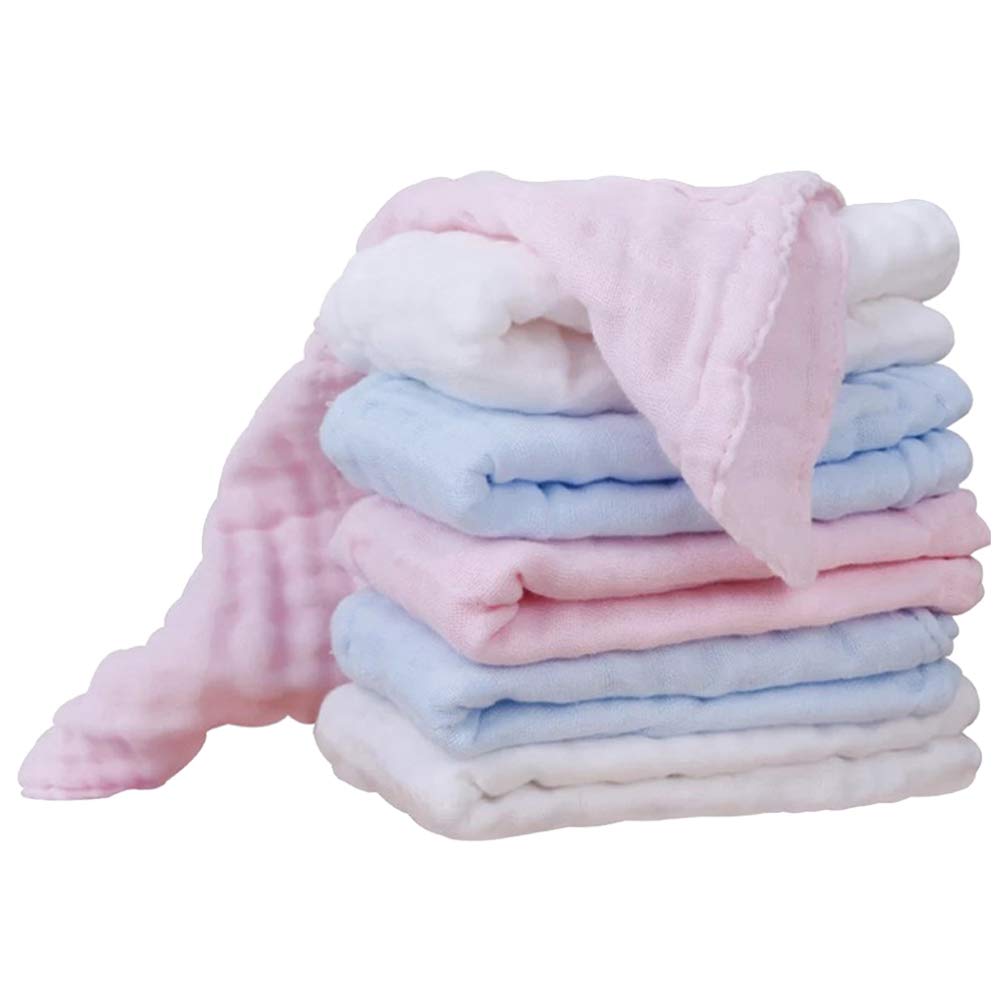 Healifty 6-Pack Pure Cotton Gauze Washcloths - Soft Baby Face Towels, Infant Wash Cloths & Absorbent Handkerchiefs for Newborn Feeding, Bathing & Diaper Changes - Gentle on Sensitive Skin