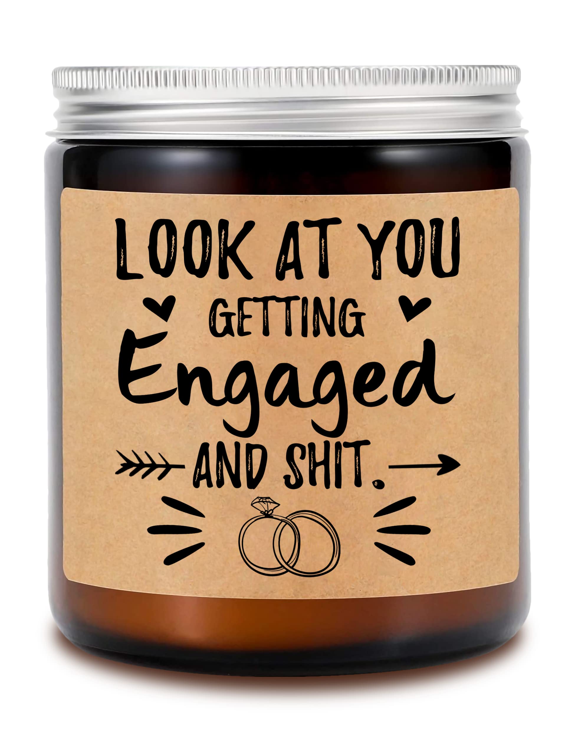 Funny Engagement Candle Gift - Lavender Scented Soy Candle 8oz for Weddings & Best Friends