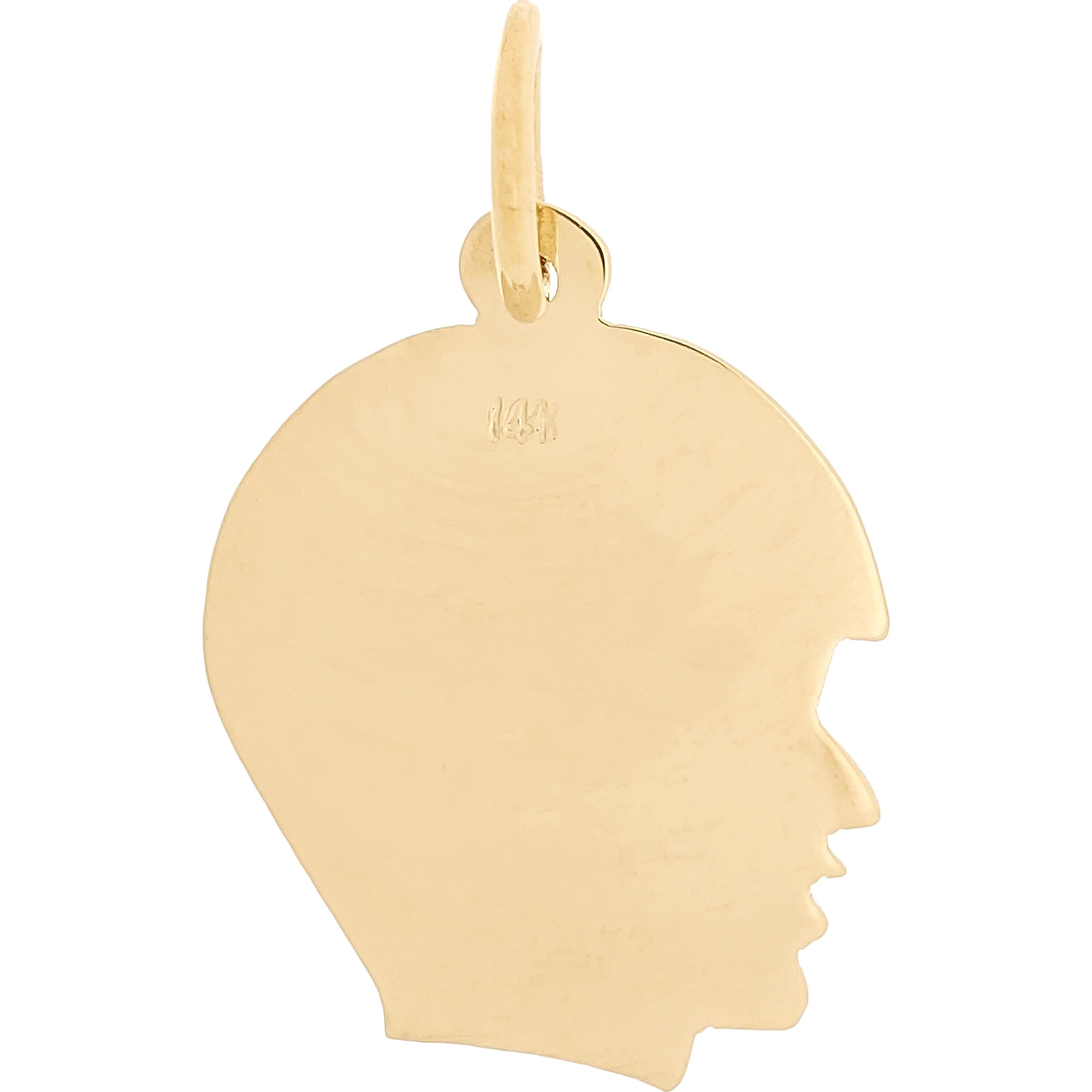 14K Gold Boy Head Silhouette Charm Pendant - 19mm Handmade Jewelry for Men, Perfect Gift for Son, Father & Boyfriend - Birthday, Anniversary & Valentine's Day Present
