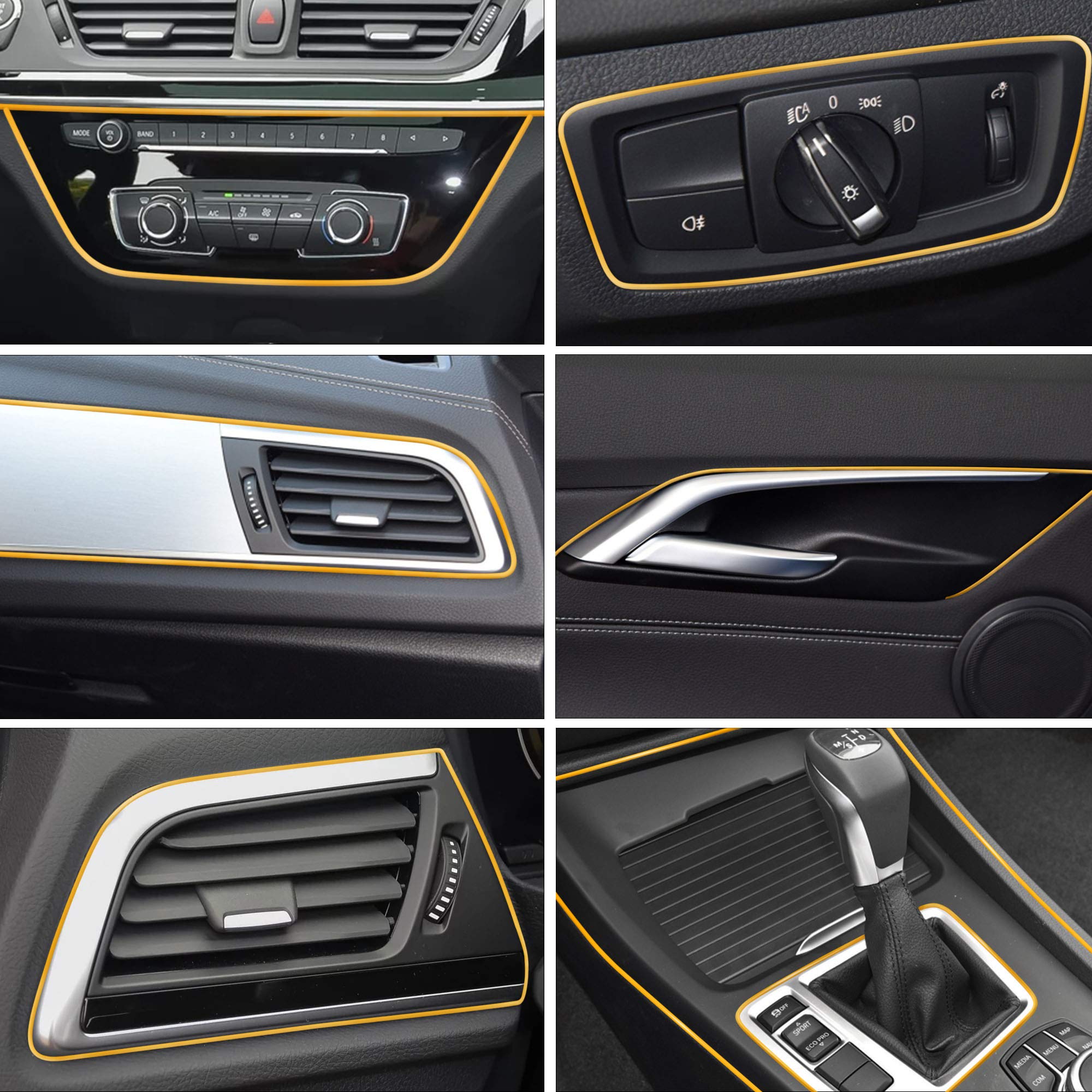 TOMALL Flexible Car Interior Moulding Strip - 5M(16ft) Electroplated Gold Dashboard Trim for Decoration & Protection - Easy Installation with Tools - Perfect for Sedans, SUVs & Luxury Vehicles