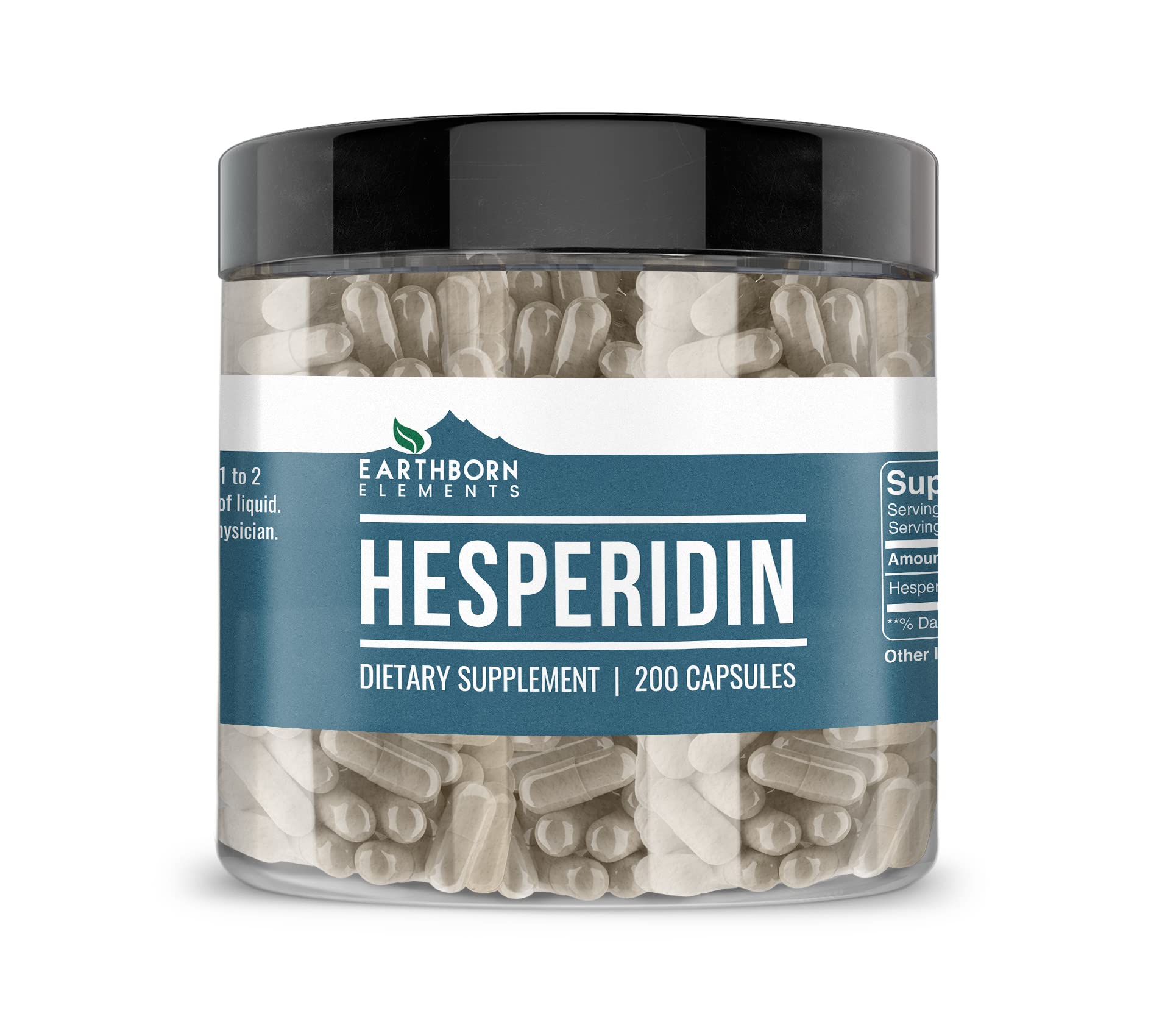 Earthborn Elements Hesperidin 200 Capsules - Pure & Undiluted Dietary Supplement, No Additives or Fillers - Supports Cardiovascular Health & Circulation for Active Lifestyles