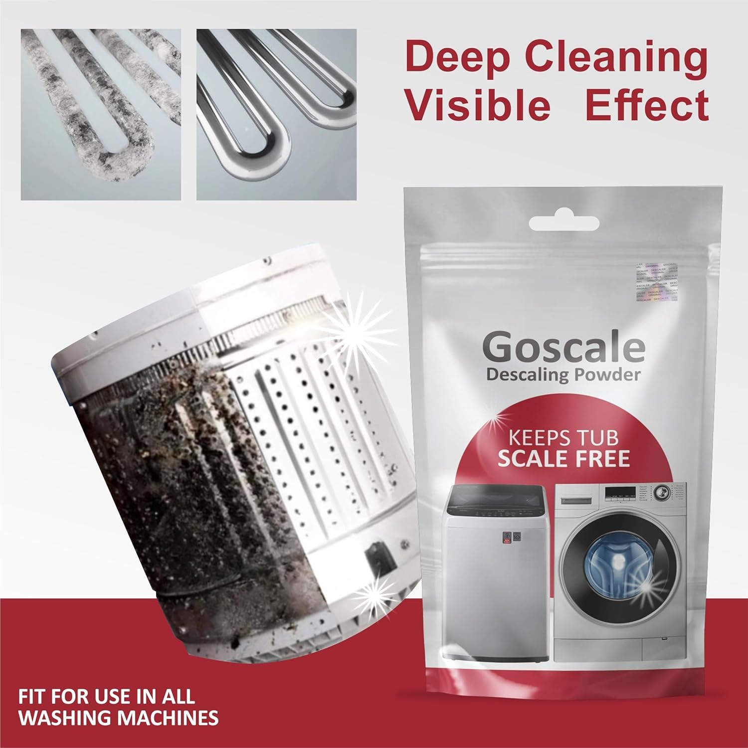 IFB & LG Washing Machine Descaler Powder - Front Load & Top Load Compatible, 100g Drum Cleaner (Pack of 4) - Removes Limescale & Odors for Fresh Laundry