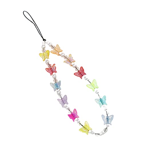1-2 PCS Natural Stone Beaded Butterfly Phone Lanyard - Handmade Rainbow Charm Keychain for Women & Girls | Perfect for Phone Accessories, Gift Giving & Everyday Use