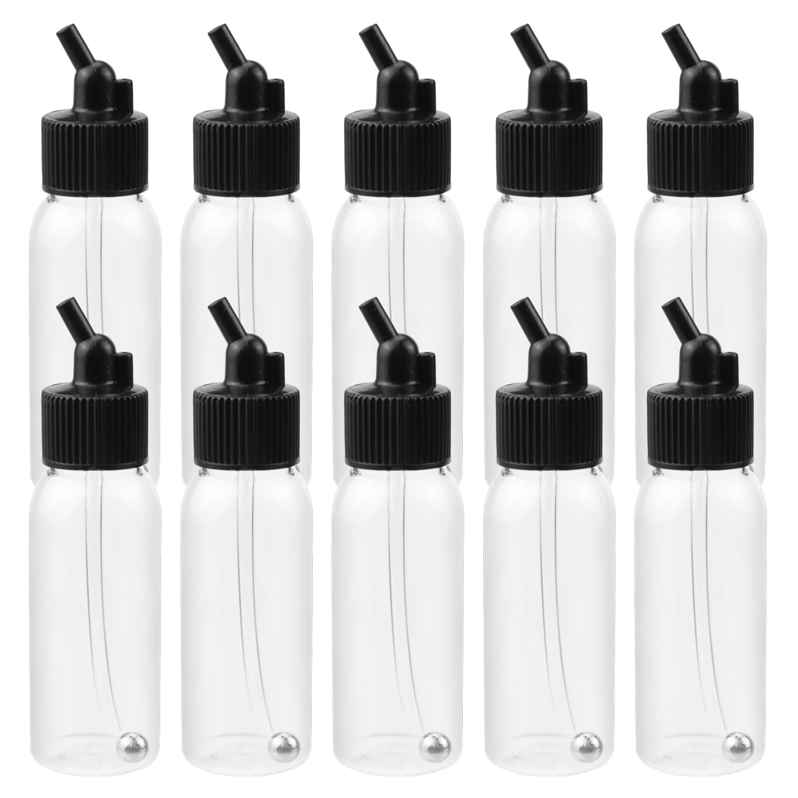 T Tulead 30ML Plastic Airbrush Paint Bottles - Dual-Action Siphon Feed Jars for Art, Crafts & Model Painting - 10-Pack Airbrush Accessories (Perfect for Hobbyists, Tattoo Artists & DIY Projects)