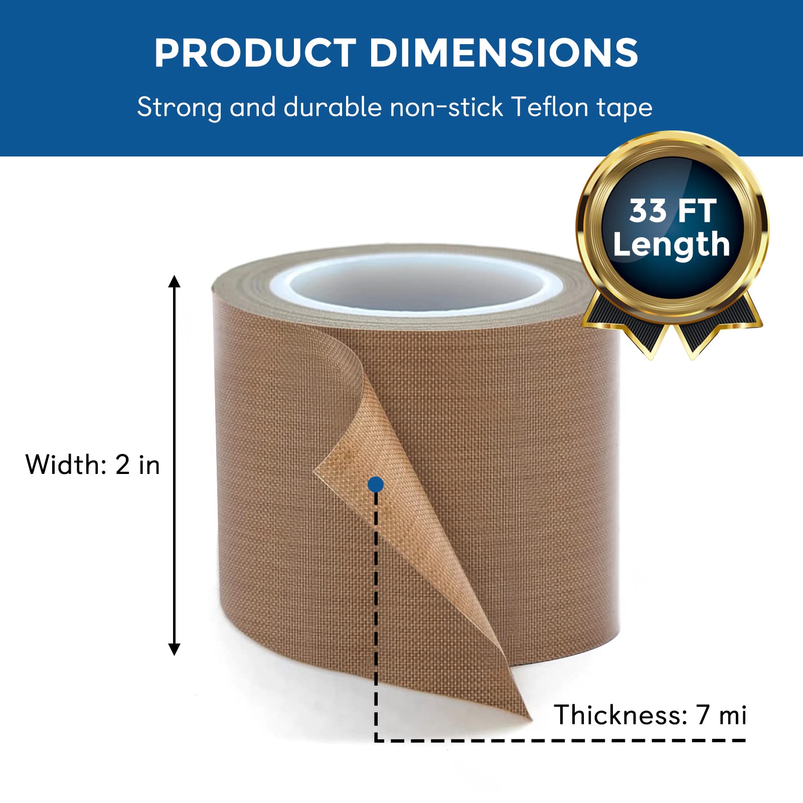 **2 Inch x 30 Feet PTFE Coated Fiberglass Adhesive Tape – High Heat Resistant Teflon Fabric Tape for Vacuum Sealer Machines, Hand Impulse Sealers – Compatible with FoodSaver, Seal-A-Meal, Weston, Cabela’s – Ideal for Food Packaging, Insulation & DIY Projects**
