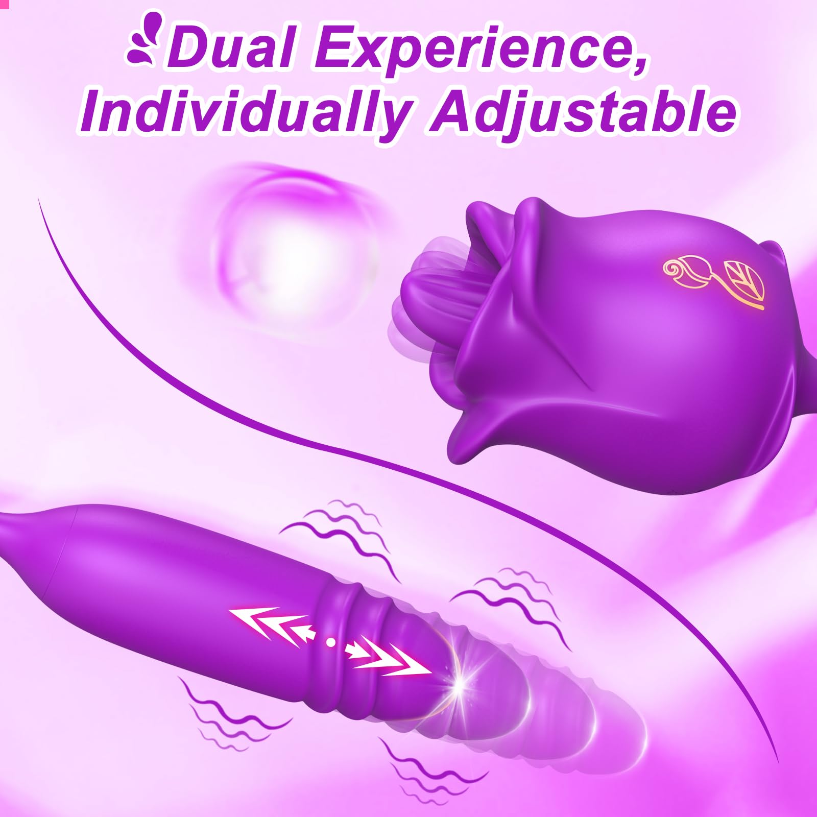 Premium Rose Sex Toy for Women - 3-in-1 G-Spot Vibrator with 9 Tongue Licking Modes, Thrusting Dildo & Clitoral Stimulator - Adult Sex Toys for Couples, Anal Play & Nipple Stimulation - Perfect for Romantic Nights & Solo Pleasure