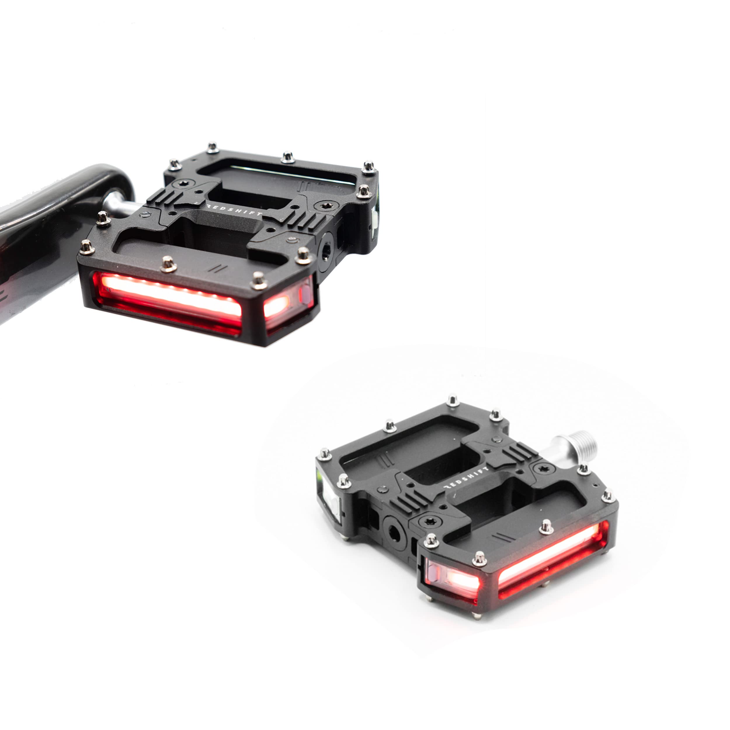 REDSHIFT ARCLIGHT PRO LED Bike Pedals - USB Rechargeable Flat Bicycle Pedals with Auto On/Off, 36+ Hour Battery, Weatherproof Aluminum Design, 9/16