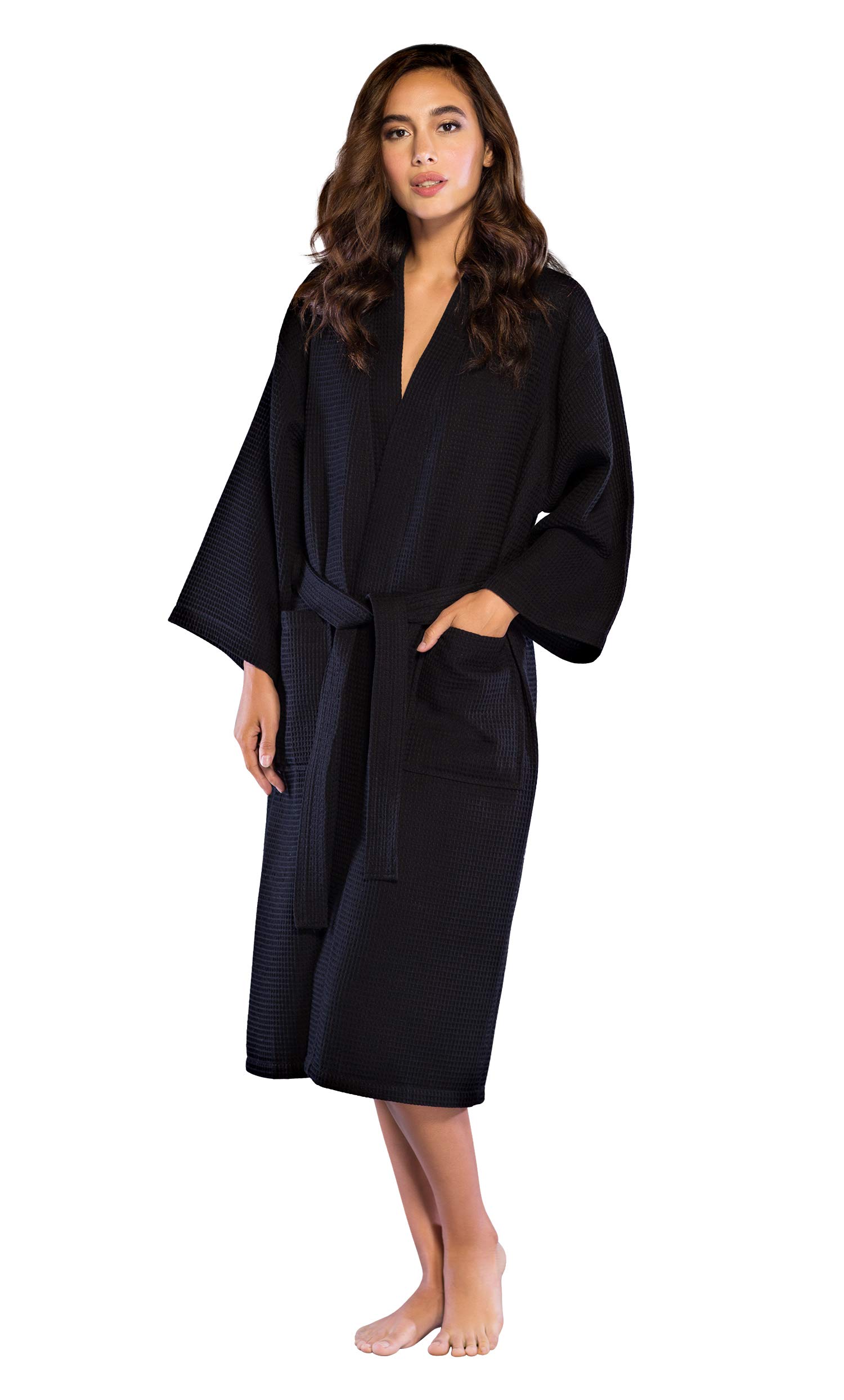 Turquoise Lightweight Long Waffle Kimono Spa Robe for Women - Soft Bathrobe for Relaxation, Lounge Wear & Spa Days
