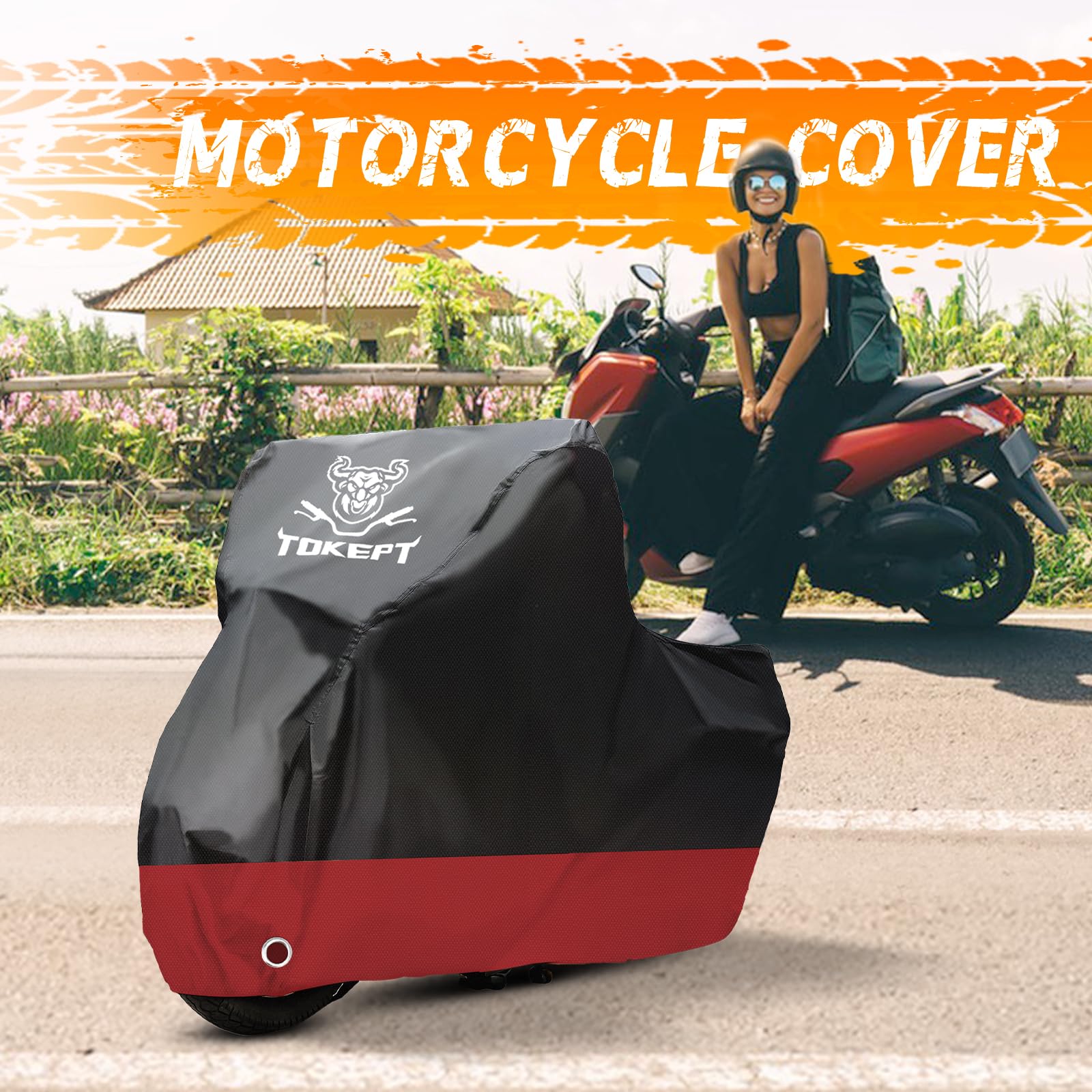 Waterproof Motorcycle Cover with Lock Holes - Fits Harley, Kawasaki, Yamaha, Honda (96