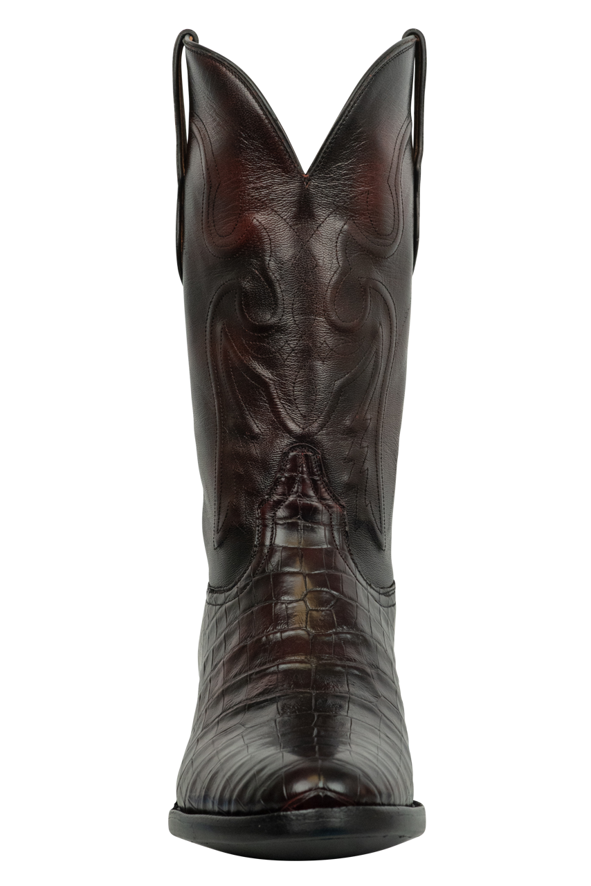 Premium Black Jack Caiman Belly Cowboy Boots in Black Cherry - Handcrafted Exotic Leather Western Boots for Men | Perfect for Rodeo, Country Dancing & Western Fashion