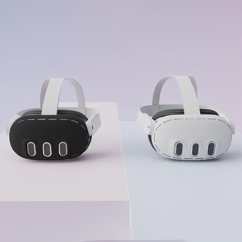 Meta Quest 3 VR Headset Silicone Protective Cover - Shockproof Anti-Slip Case with Full Protection Against Drops & Scratches (White) - Perfect for Gaming, Travel & VR Enthusiasts