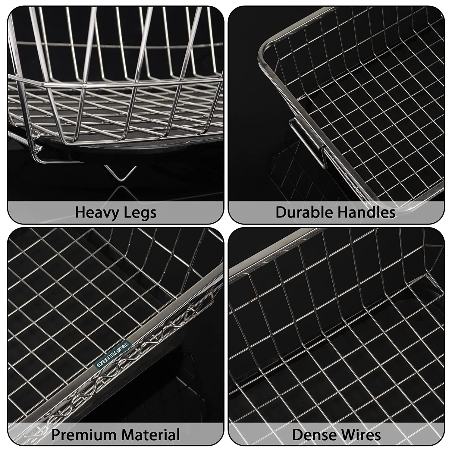Stainless Steel Dish Drainer with Tray & Spoon Holder - Space Saving Kitchen Organizer