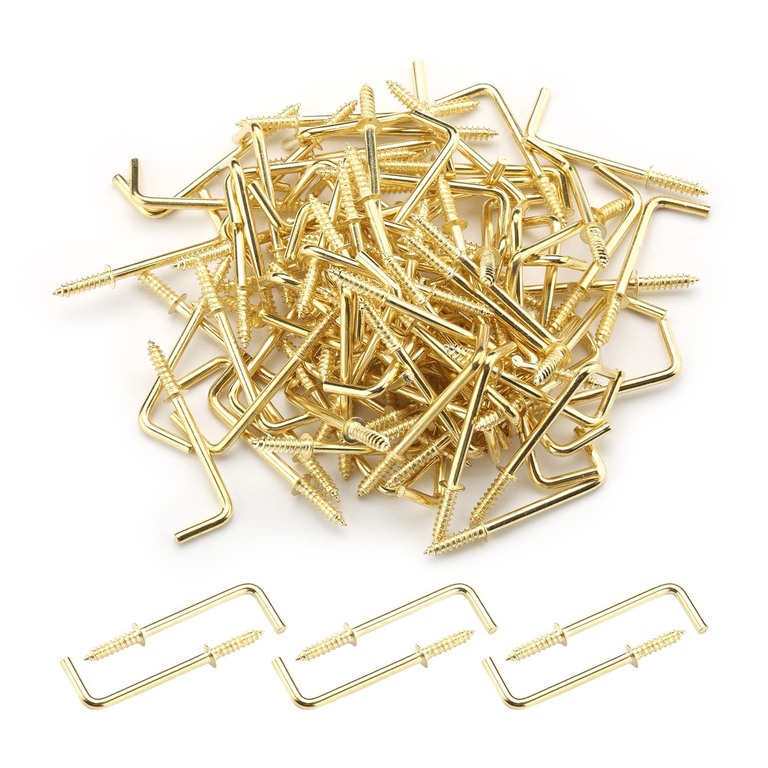 MroMax 100Pcs Brass Screw-in Hooks - 1-1/4