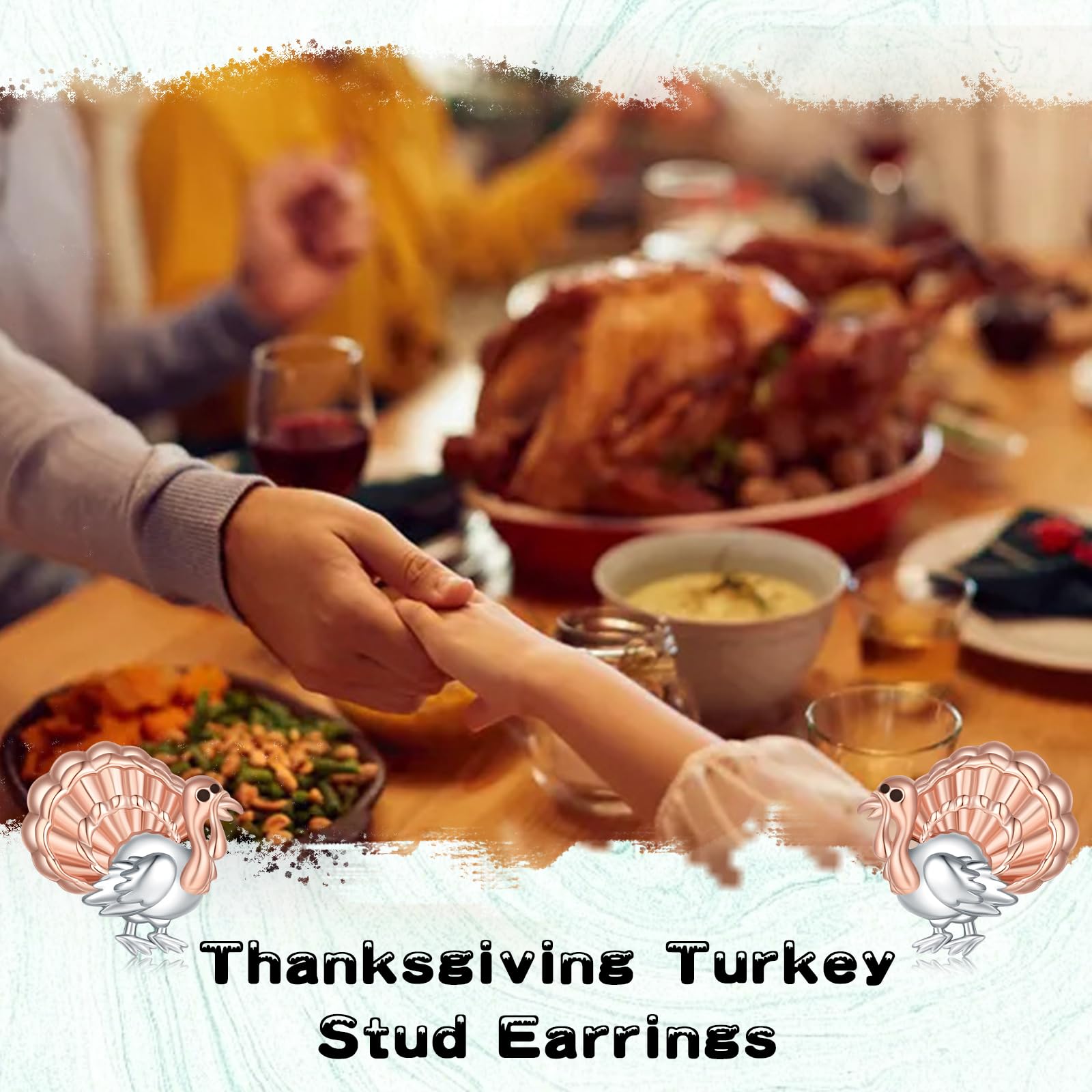 925 Sterling Silver Thanksgiving Turkey Earrings for Women | Rose Gold Stud Earrings | Hypoallergenic Jewelry | Perfect for Holiday Parties, Family Gatherings & Festive Outfits