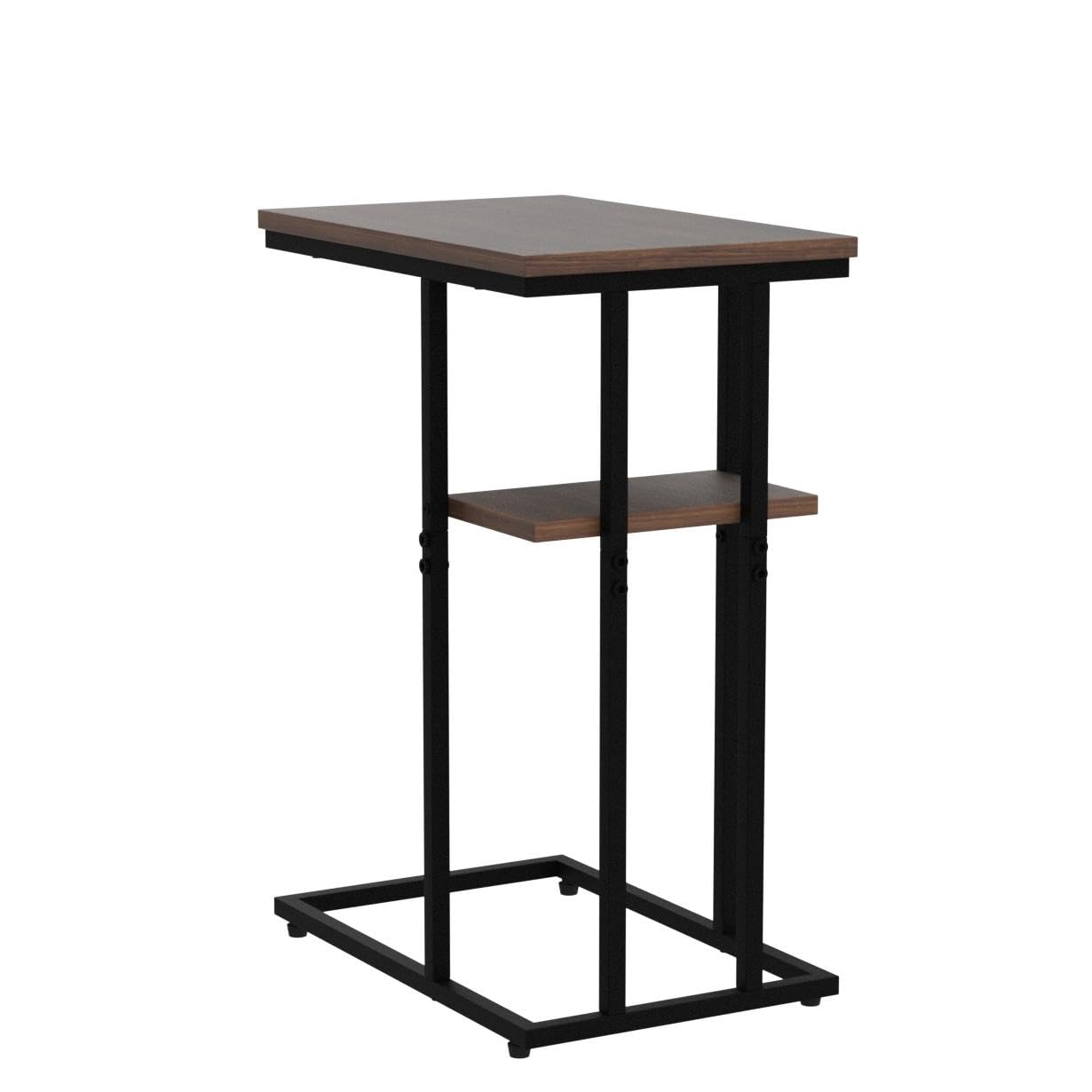 Yoobure 2-Piece C-Shaped End Table Set - Rustic Metal Frame Side Tables for Living Room, Bedroom & Small Spaces - Slide Under Couch as Snack Table or Large Desktop - Perfect for TV Snacking, Reading & Space-Saving Furniture Arrangement