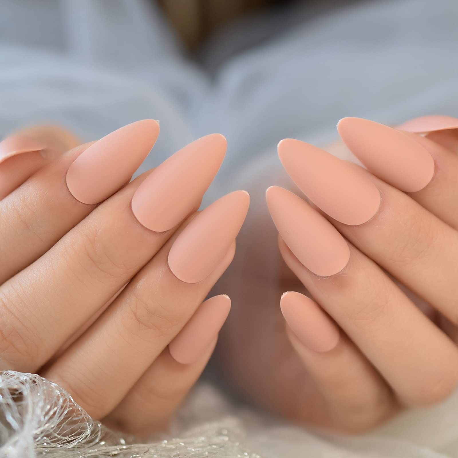 EchiQ 14 Packs Press on Nails - Medium Almond Shape Stiletto Artificial False Nails with Unique Designs (336pcs) - Matte Finish Fake Nails for Women, Perfect for Parties, Weddings & Everyday Wear