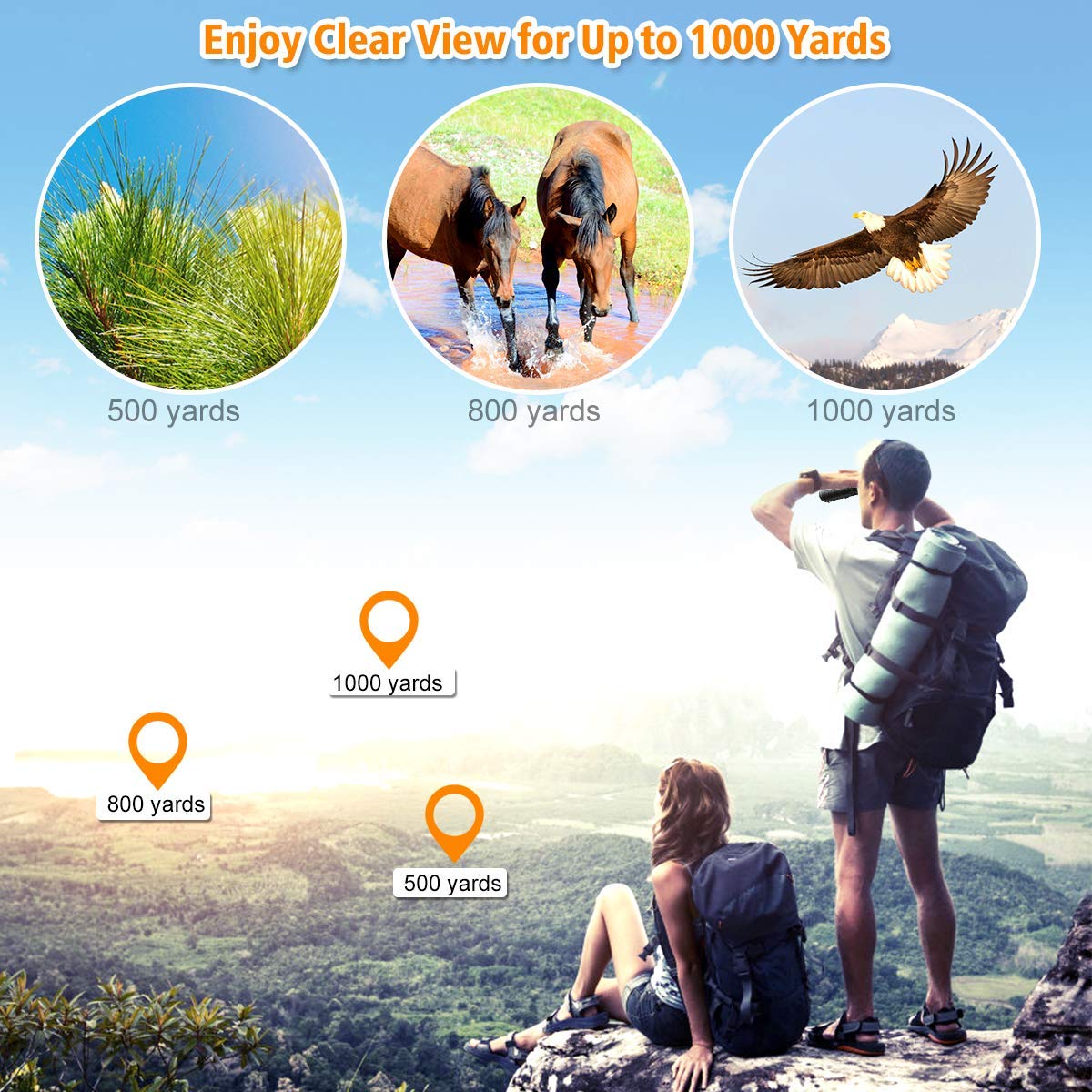 40x60 High Power Monocular Telescope - Portable & Waterproof with Smartphone Holder & Tripod for Bird Watching, Camping, Travel - Clear Prism Dual Focus for Adults & Outdoor Enthusiasts | Perfect for Wildlife Observation, Hiking Adventures & Sporting Events