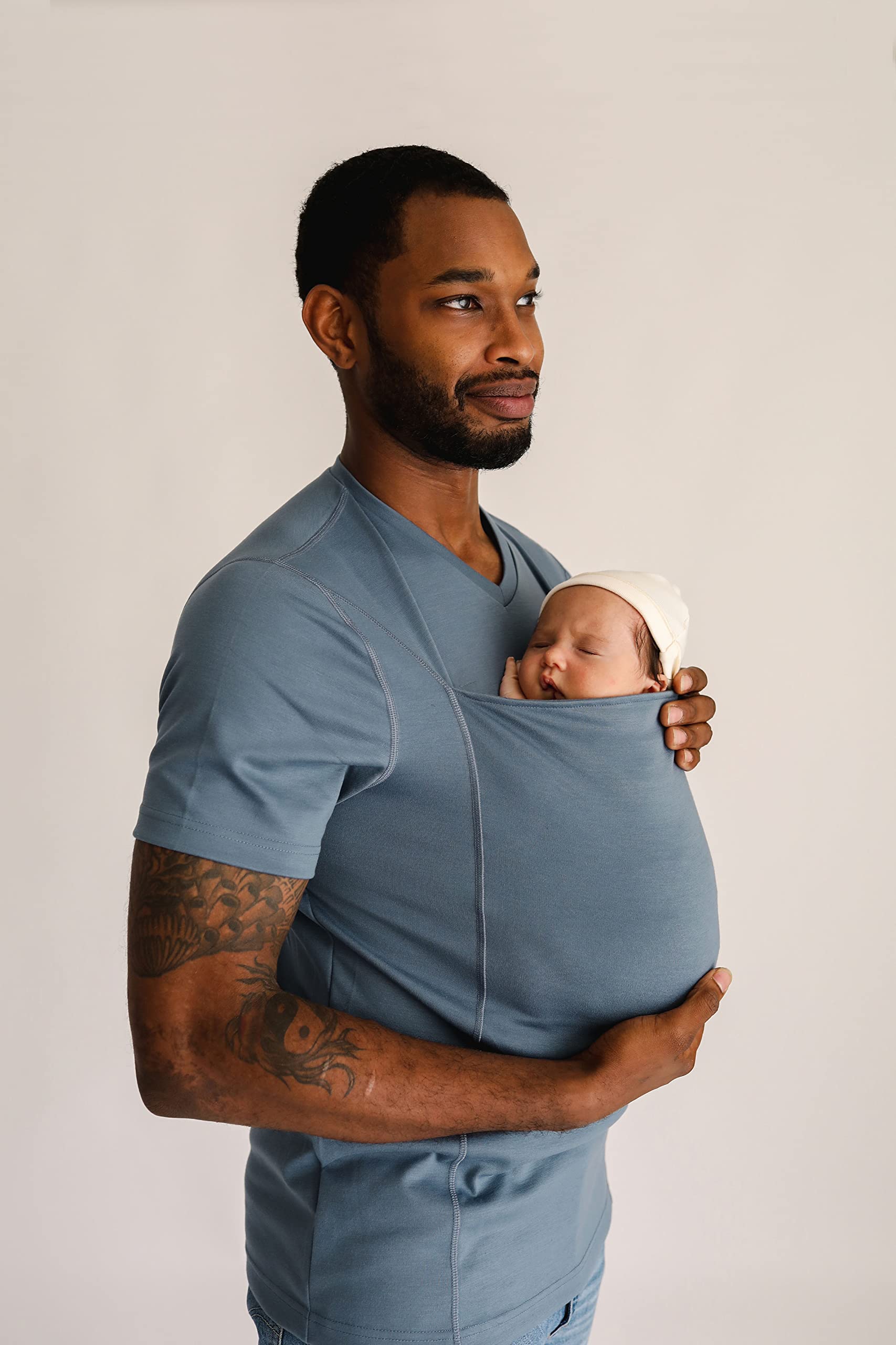 Lalabu Dad Shirt - Hands-Free Baby Carrier for Fathers with Kangaroo Pouch | Safe & Comfortable Newborn Carrier (Up to 15 lbs) | CPSC Certified | Perfect for Bonding, Walks & Daily Activities
