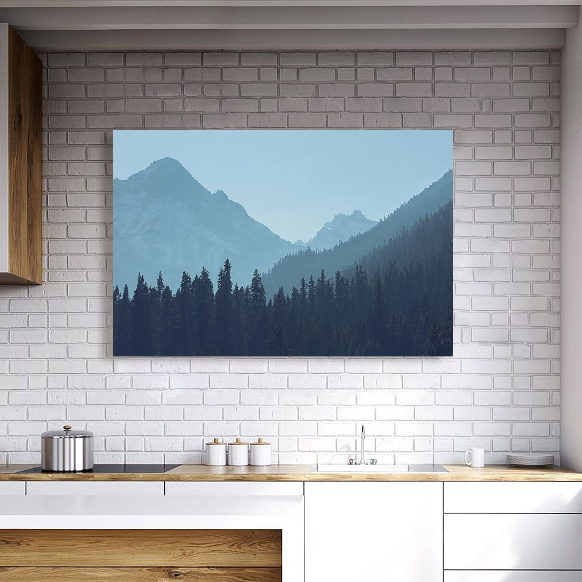 Foggy Mountain Landscape Canvas Wall Art - Framed Ready to Hang 15x22 Inch, Nature Inspired Home Decor for Living Room, Bedroom & Office - Perfect Gift for Housewarming & Holidays