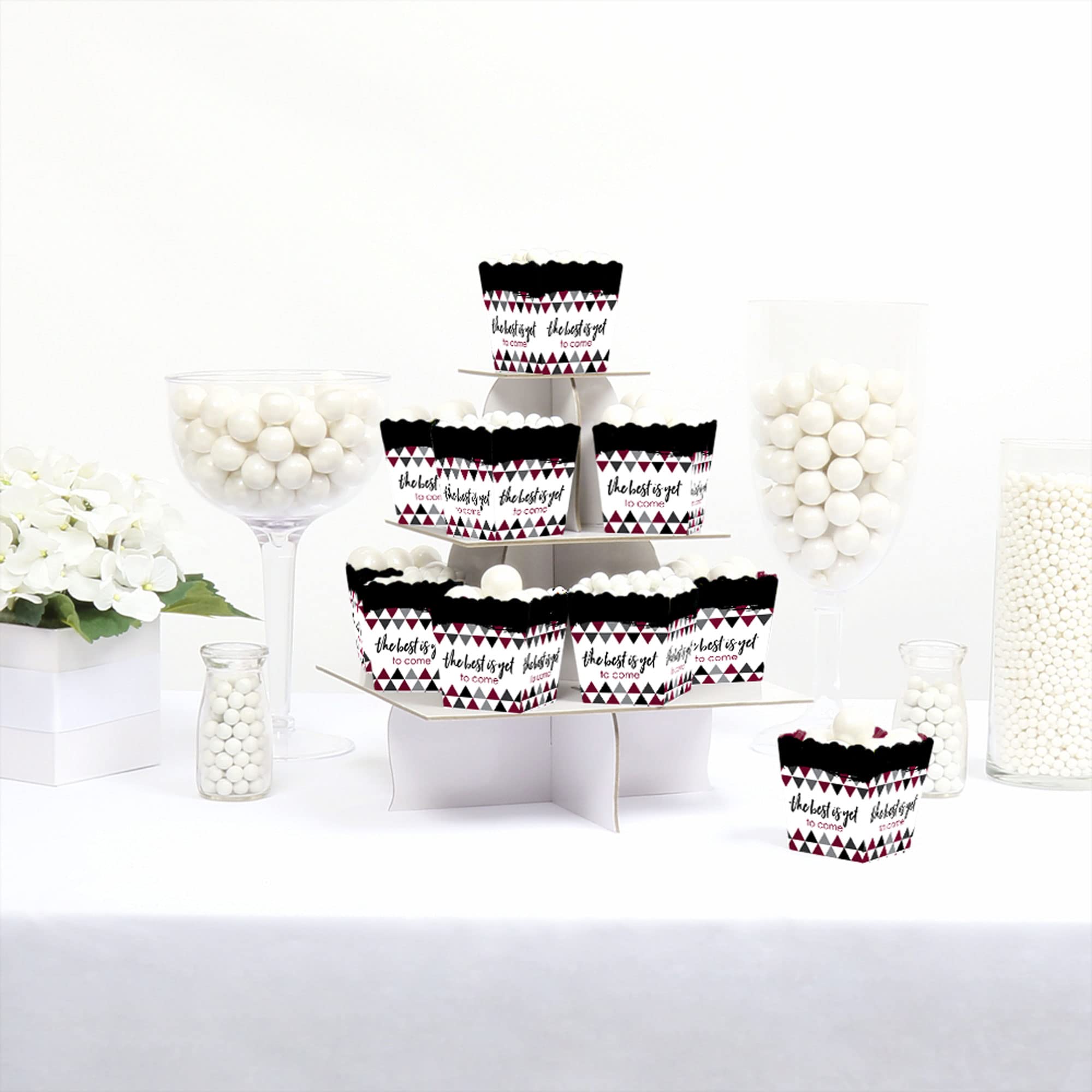 Big Dot of Happiness Maroon Graduation Party Mini Favor Boxes - 'Best is Yet to Come' Burgundy Candy Treat Boxes - Set of 12 - Perfect for Graduation Celebrations, School Parties & Sweet Treat Gifts