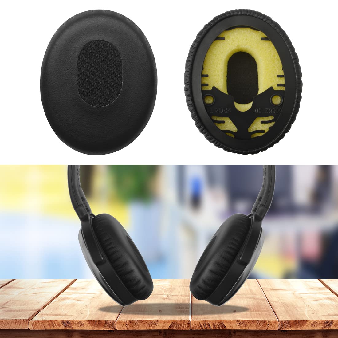 Geekria QuickFit Replacement Earpads for Bose QC3 & QuietComfort 3 Headphones - Premium Black Memory Foam Ear Cushions & Headband Cover - Noise Isolation for Travel, Office & Gaming Use