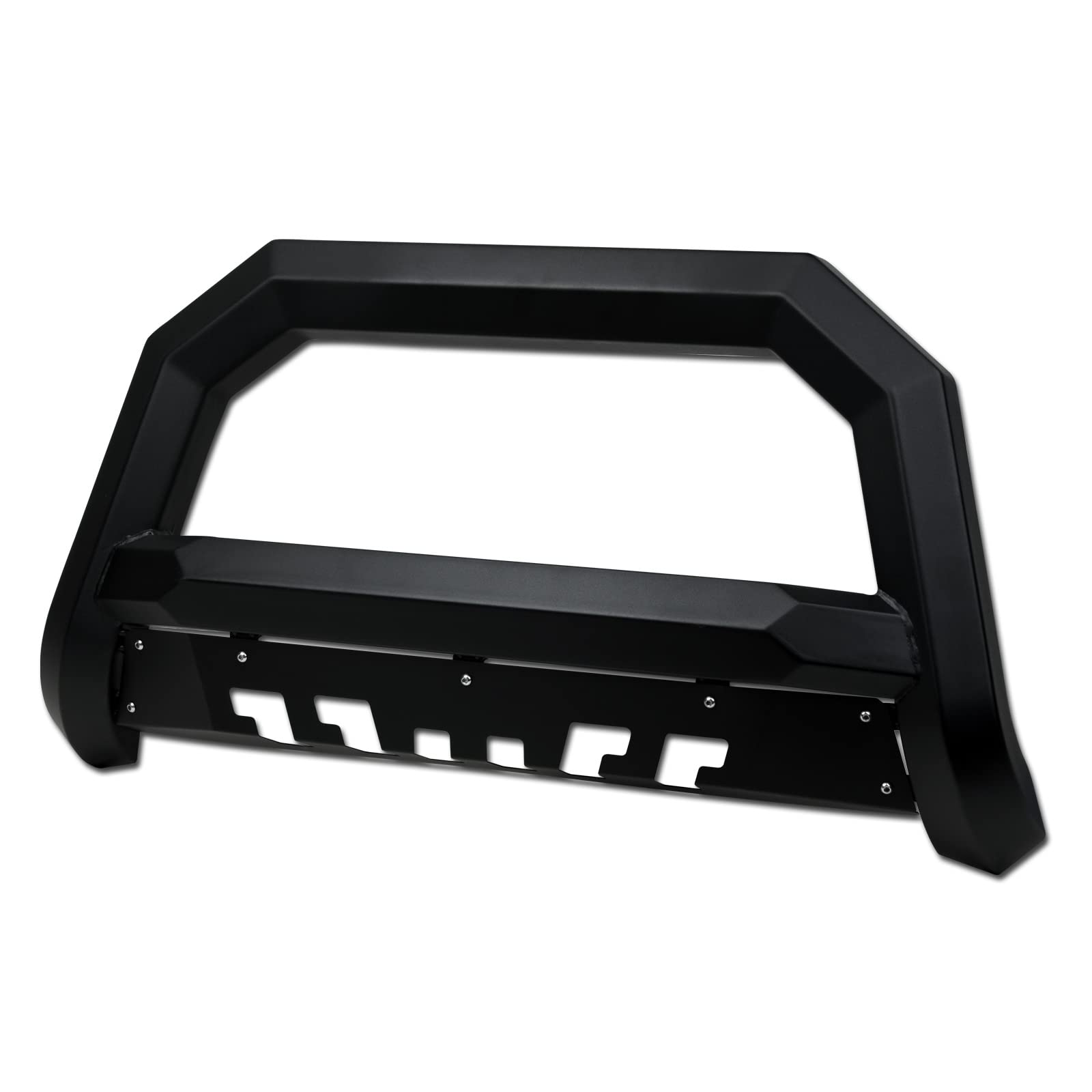 Matte Black AVT Style Angular Brush Push Front Bumper Grill Grille Guard with Skid Plate Compatible with 2010-2024 Toyota 4Runner | Off-Road Protection & Stylish Upgrade for Adventure Enthusiasts