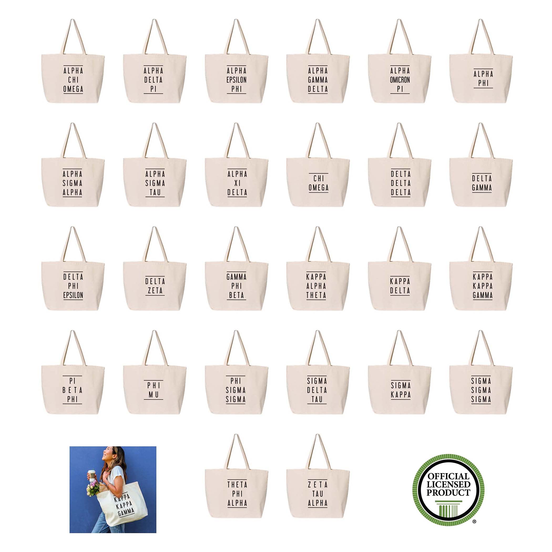 Sorority Tote Bags for Women - Large Canvas Tote with Classic Greek Letter Design - Perfect for College, Sisterhood Events & Everyday Use