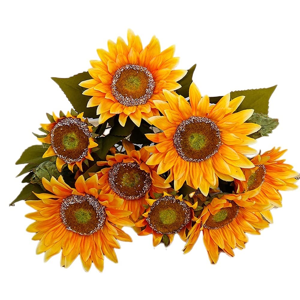 Sunflower Artificial Flowers - Realistic Fake Sunflowers for Wedding Decor, DIY Home Party, Oil Painting Color - Perfect for Centerpieces, Wall Decor, and Event Styling