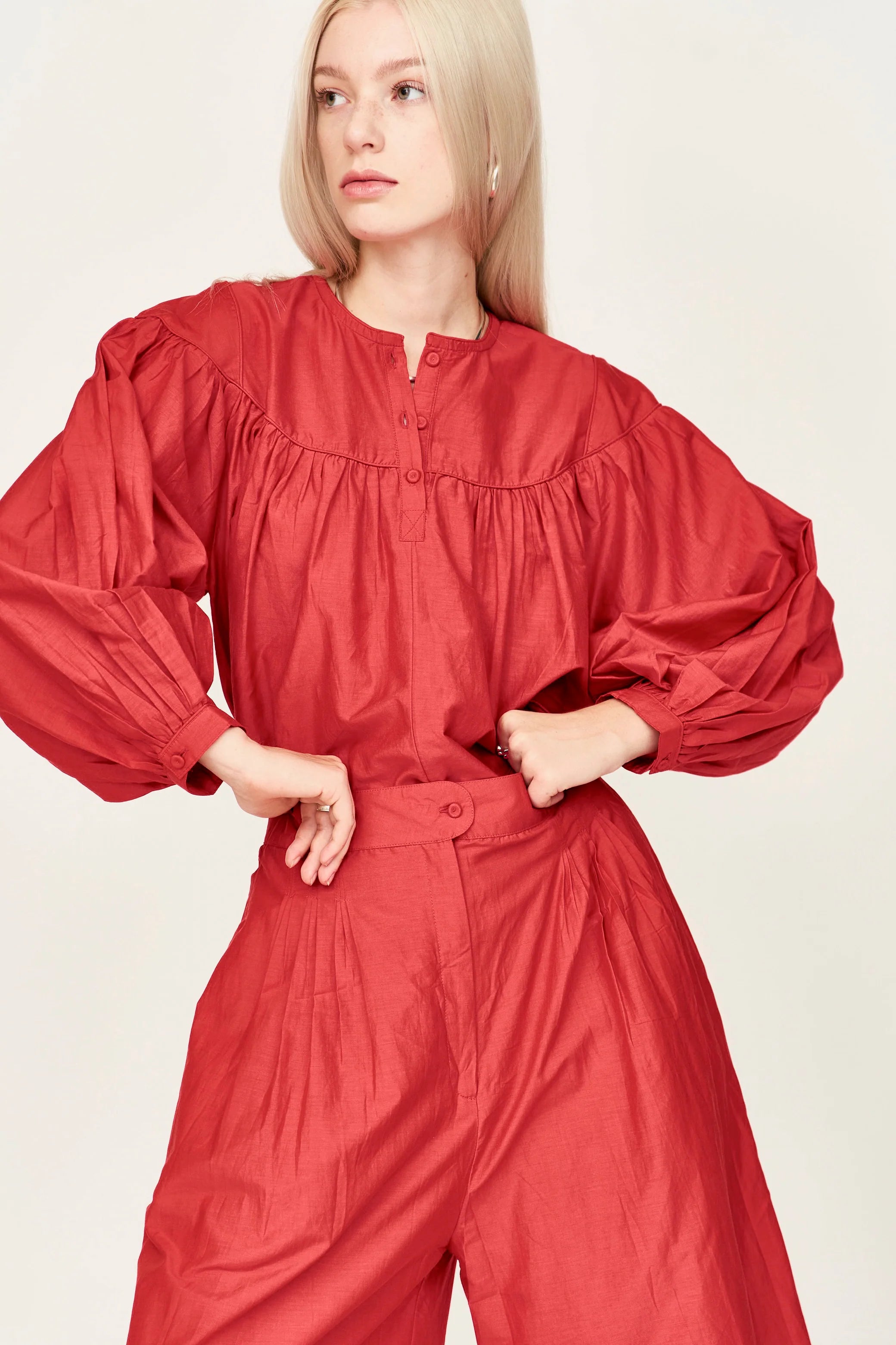 Mirth Oslo Blouse - Women's Stylish Red Blouse for Casual & Office Wear | Trendy Button-Up Shirt for Everyday Outfits & Professional Looks
