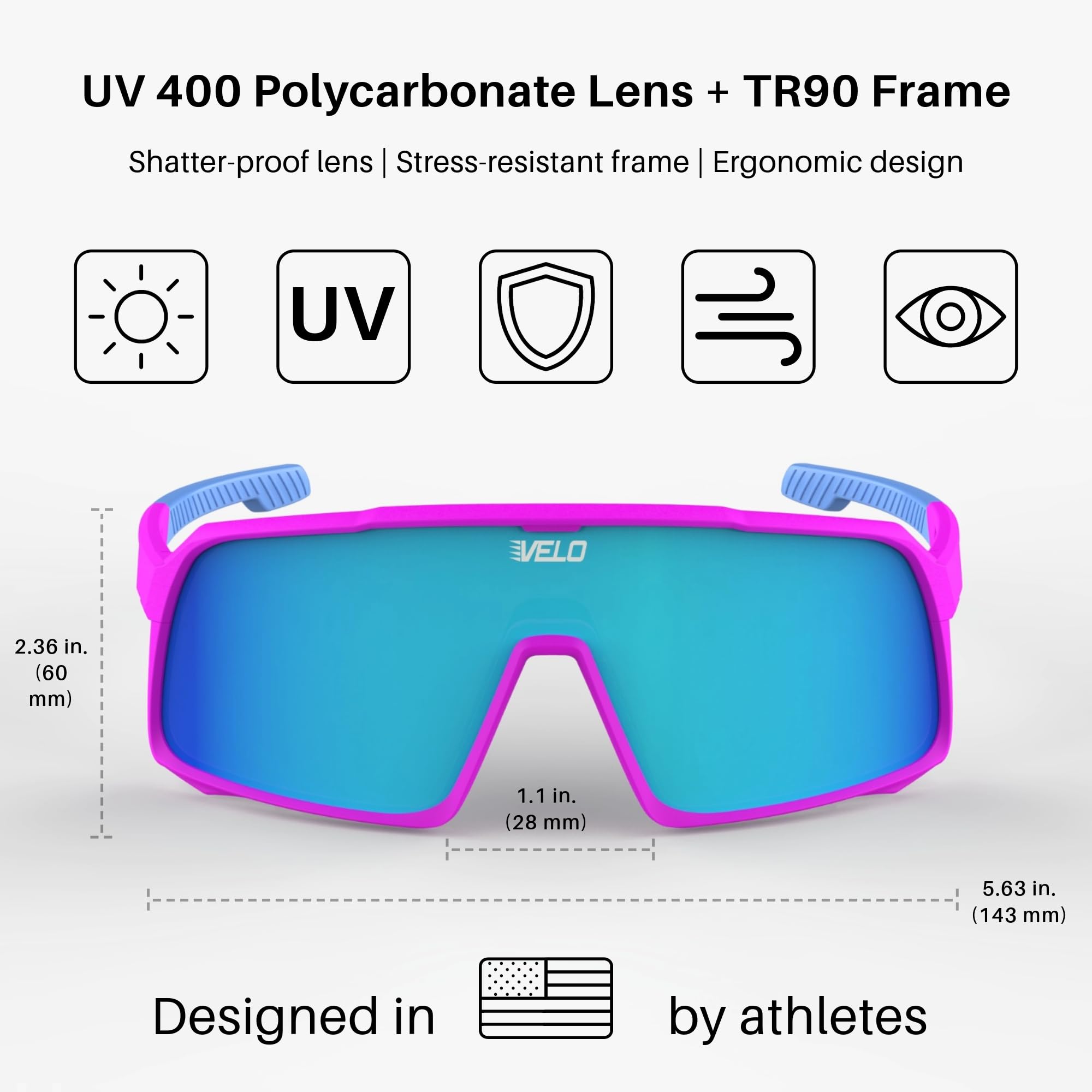 VELO Changeup Sports Sunglasses for Men & Women - Polarized UV Protection for Running, Cycling, Golf & Outdoor Activities