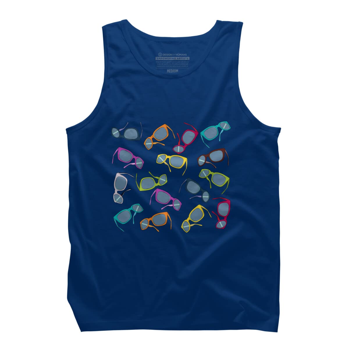 Design By Humans Men's Hipster Glasses Graphic Tank Top - Trendy Casual Tee for Summer Outings & Music Festivals