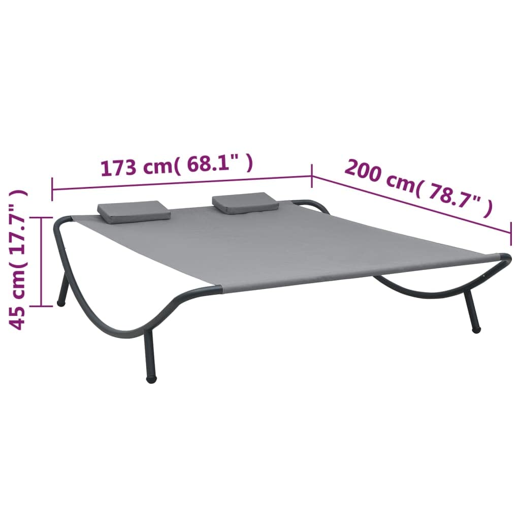 vidaXL Outdoor Patio Lounge Bed with 2 Pillows - Durable Anthracite Fabric & Powder-Coated Steel Frame - Low Maintenance Weather-Resistant Design - Perfect for Poolside Relaxation, Backyard Lounging, and Sunbathing