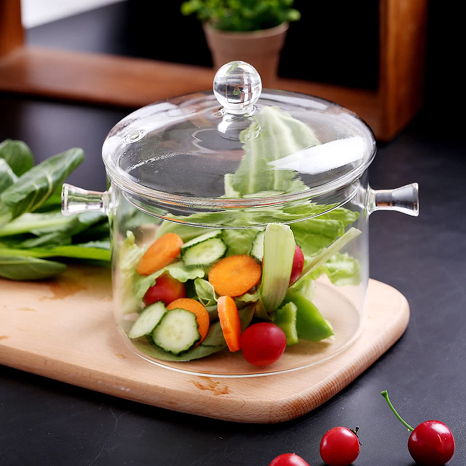Premium Borosilicate Glass Stovetop Cooking Pot - 2000ml Clear Heat-Resistant Saucepan for Pasta, Instant Noodles, Baby Food, Milk & Hot Pot | Safe for Gas, Electric & Induction Cooktops | Ideal for Family Meals & Meal Prep