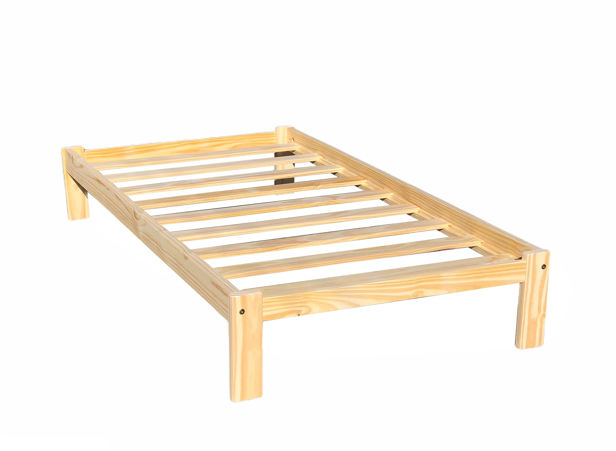 Solid Pine Wood Twin XL Bed Frame - Unfinished Wooden Platform Bed with Slats for Mattress Support, No Box Spring Needed - Perfect for Teens, Kids Bedroom, Boys & Girls Room, Dormitory, and Guest Room