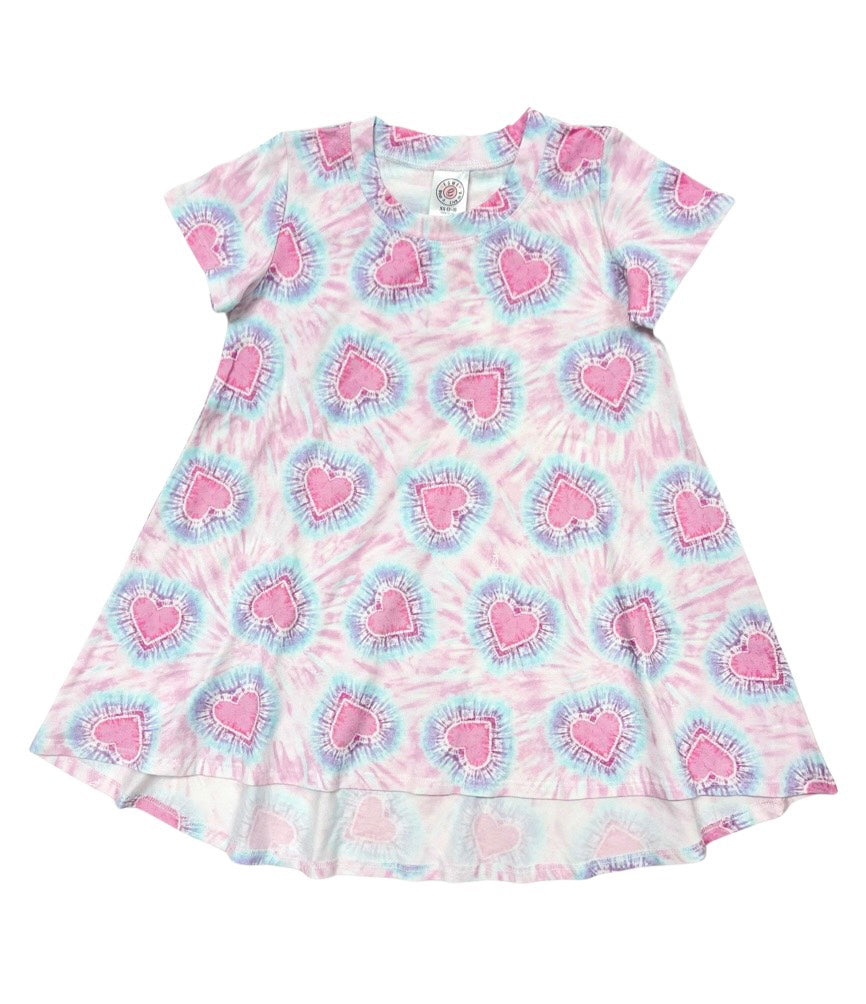 Tie Dye Heart Print Summer Dress for Women | Boho Chic Flowy Sundress | Perfect for Beach, Festival & Vacation Outfits