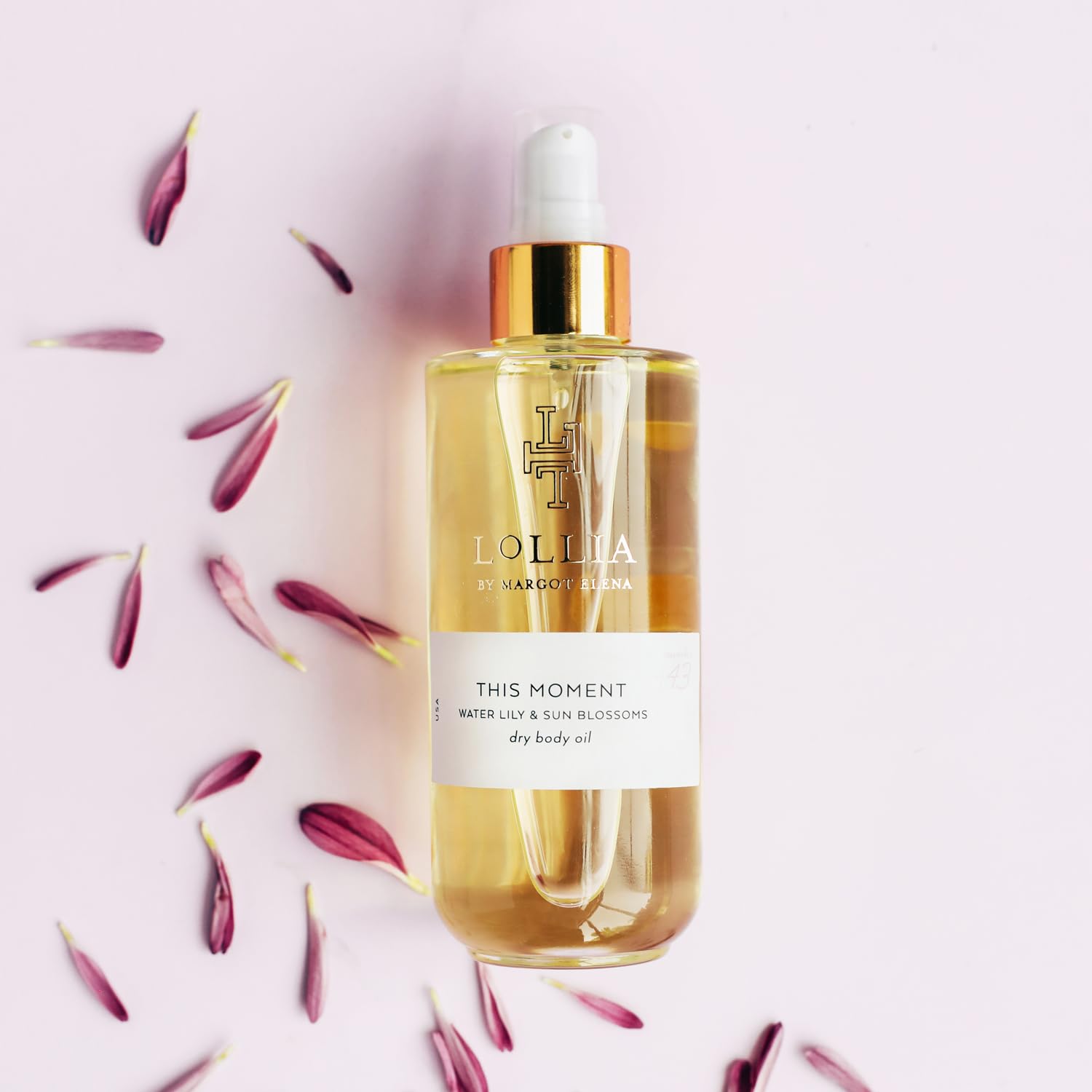 LOLLIA This Moment Dry Body Oil, 6.8 Fl Oz - Water Lily & Sun Blossom Scent - Hydrating Moisturizer for Women | All Skin Types | Perfect for Daily Use, Spa Days & Gift Giving