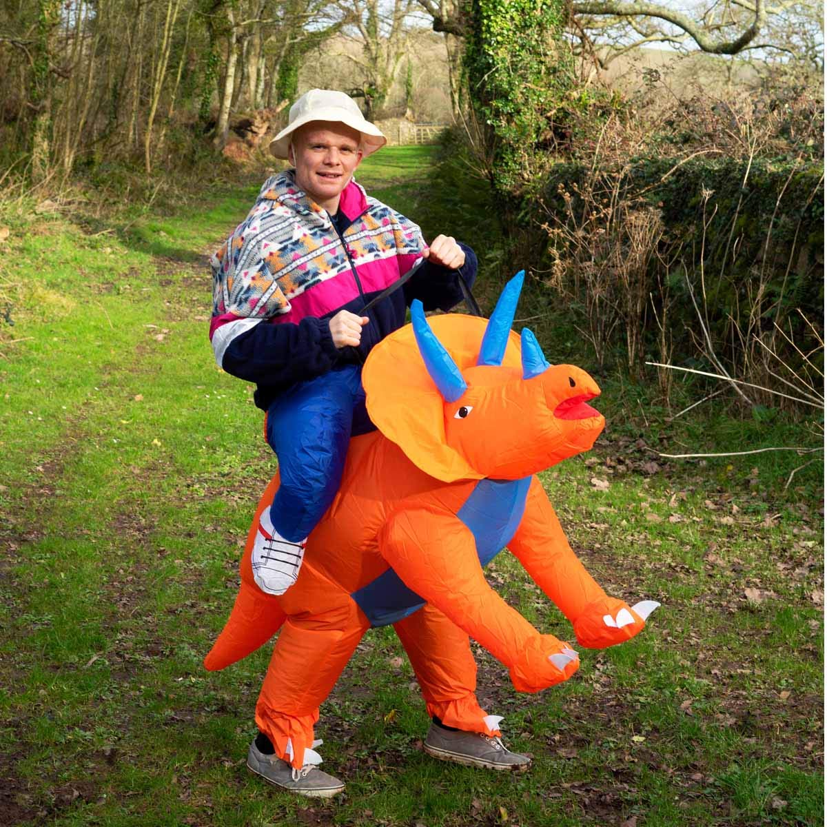 Jurassic Dinosaur Triceratops Inflatable Costume for Adults - One Size Fits Most | Perfect for Halloween Parties, Cosplay Events & Themed Celebrations