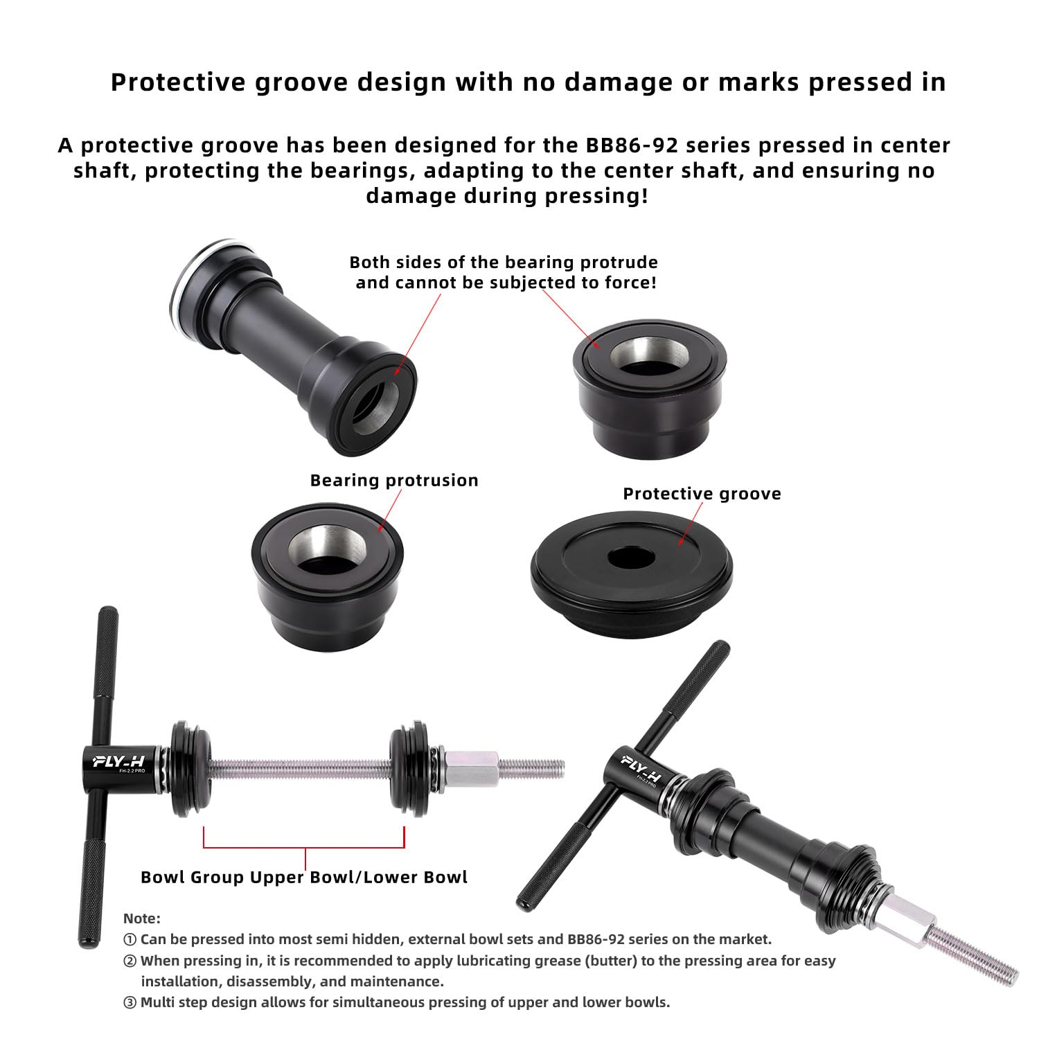 Professional Bike Bottom Bracket Bearing Installation & Removal Tool Kit - Bicycle BB Axle Press, Headset Bearing Press Tool Set for DIY Bike Repair & Maintenance - Perfect for Home Mechanics & Bike Shops