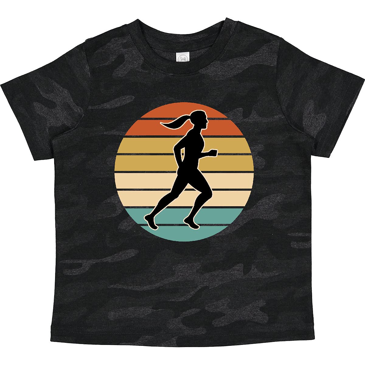 Inktastic Retro Sunset Female Runner Toddler T-Shirt - Cute Running Graphic Tee for Girls & Toddlers - Perfect for Sports, Playdates & Casual Outfits